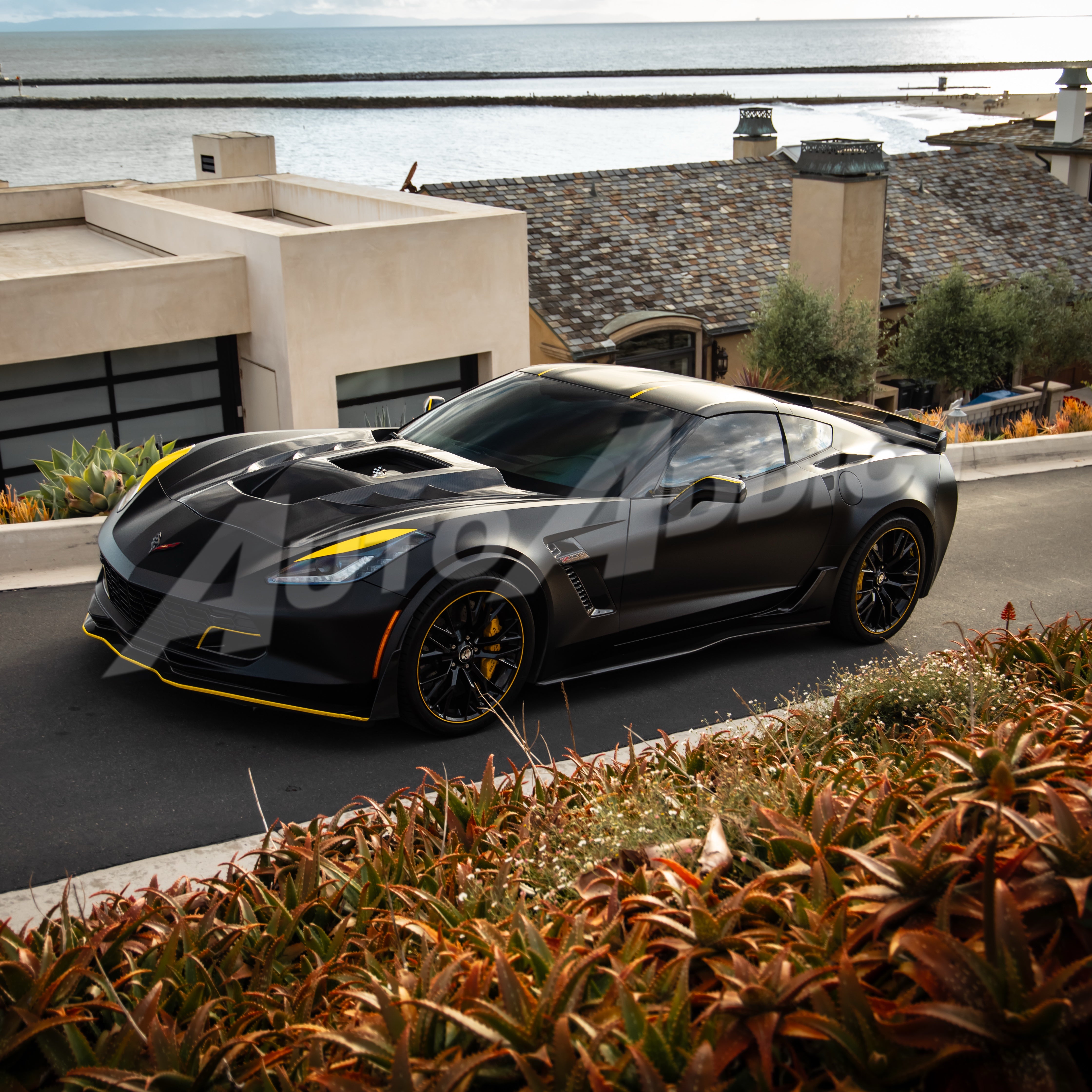 2014-2019 Corvette C7 Type-VS1 Double Sided Dry Carbon Fiber Vented Style Hood W/ Window For Stingray, Z51, Grand Sport, Z06