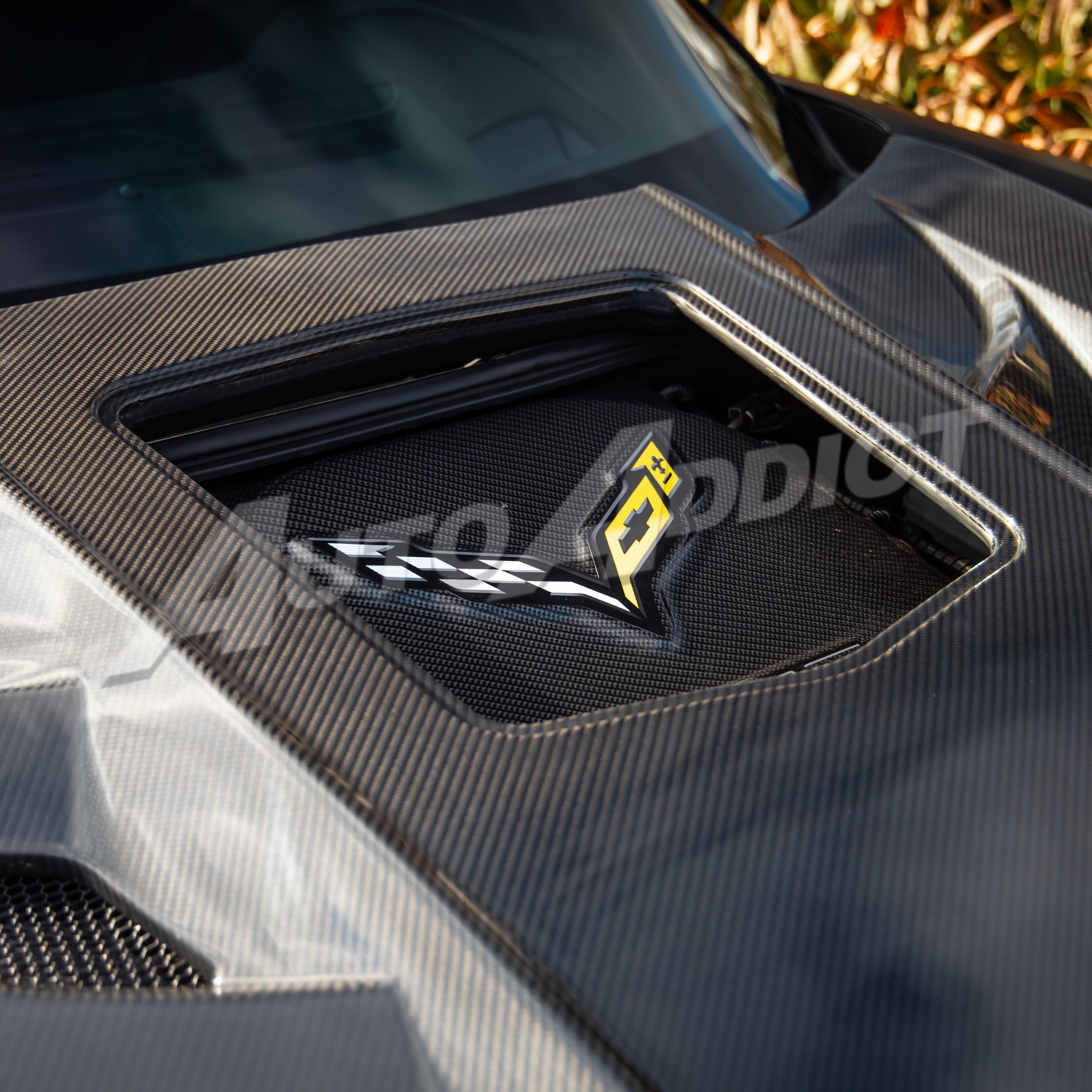 2014-2019 Corvette C7 Type-VS1 Double Sided Dry Carbon Fiber Vented Style Hood W/ Window For Stingray, Z51, Grand Sport, Z06