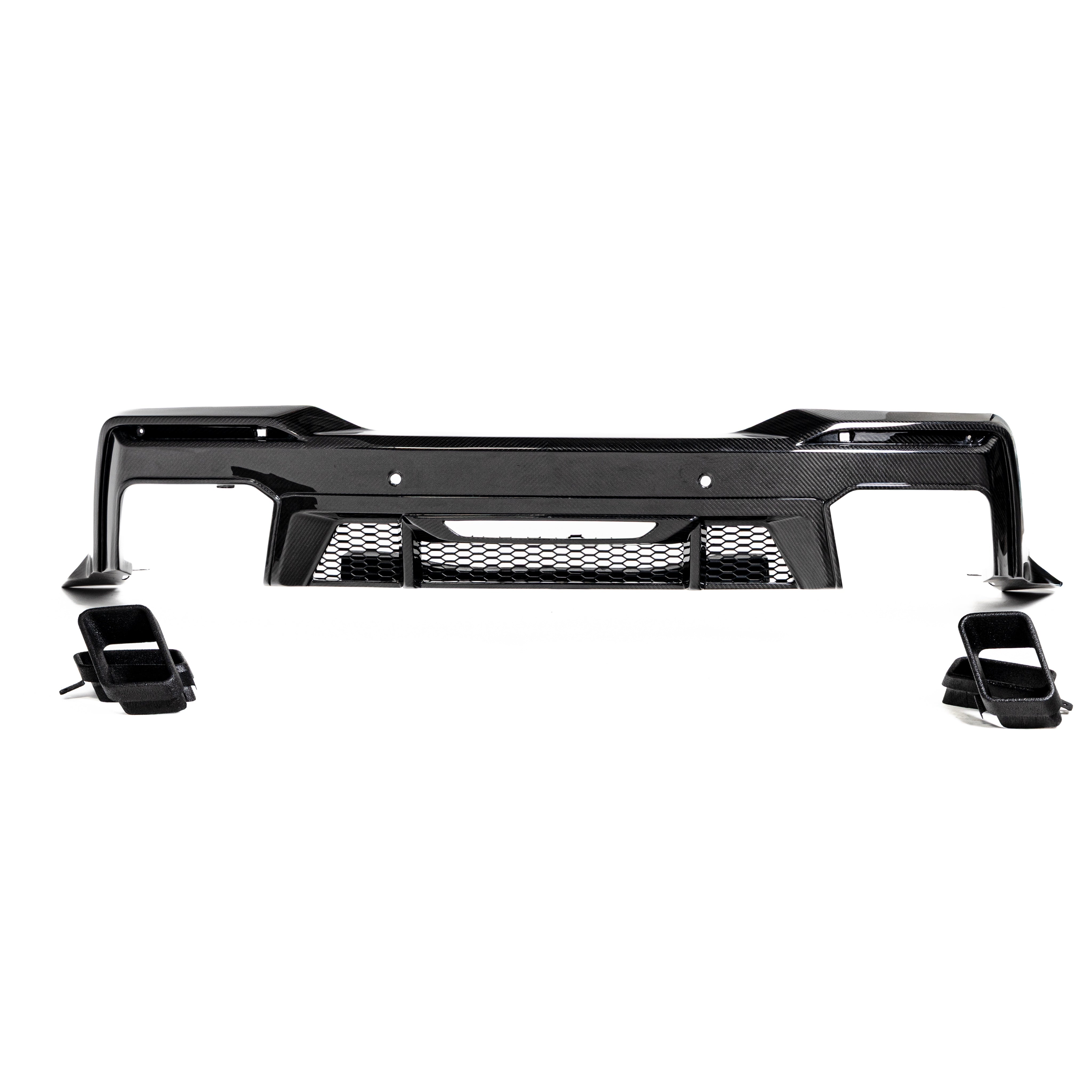 2024–2026 Mustang S650 Heritage SC™ V-Shaped Dry Gloss Carbon Fiber Rear Diffuser Rectangular-Exit Quad Tips