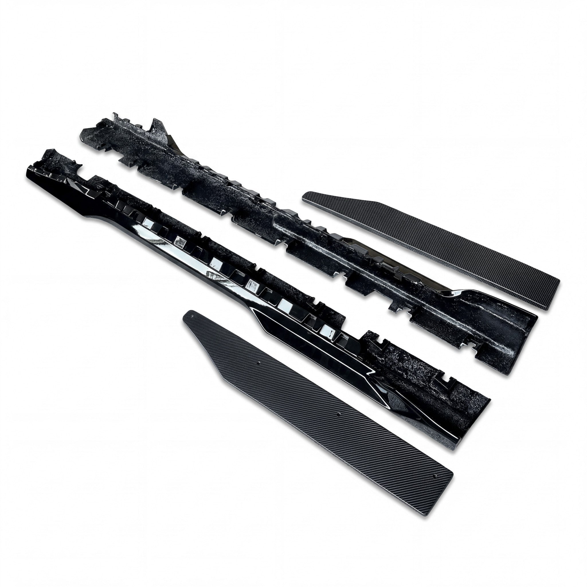 2024–2026 Mustang S650 Heritage SC™ V-Shaped Dry Gloss Carbon Fiber 4pcs Side Rockers