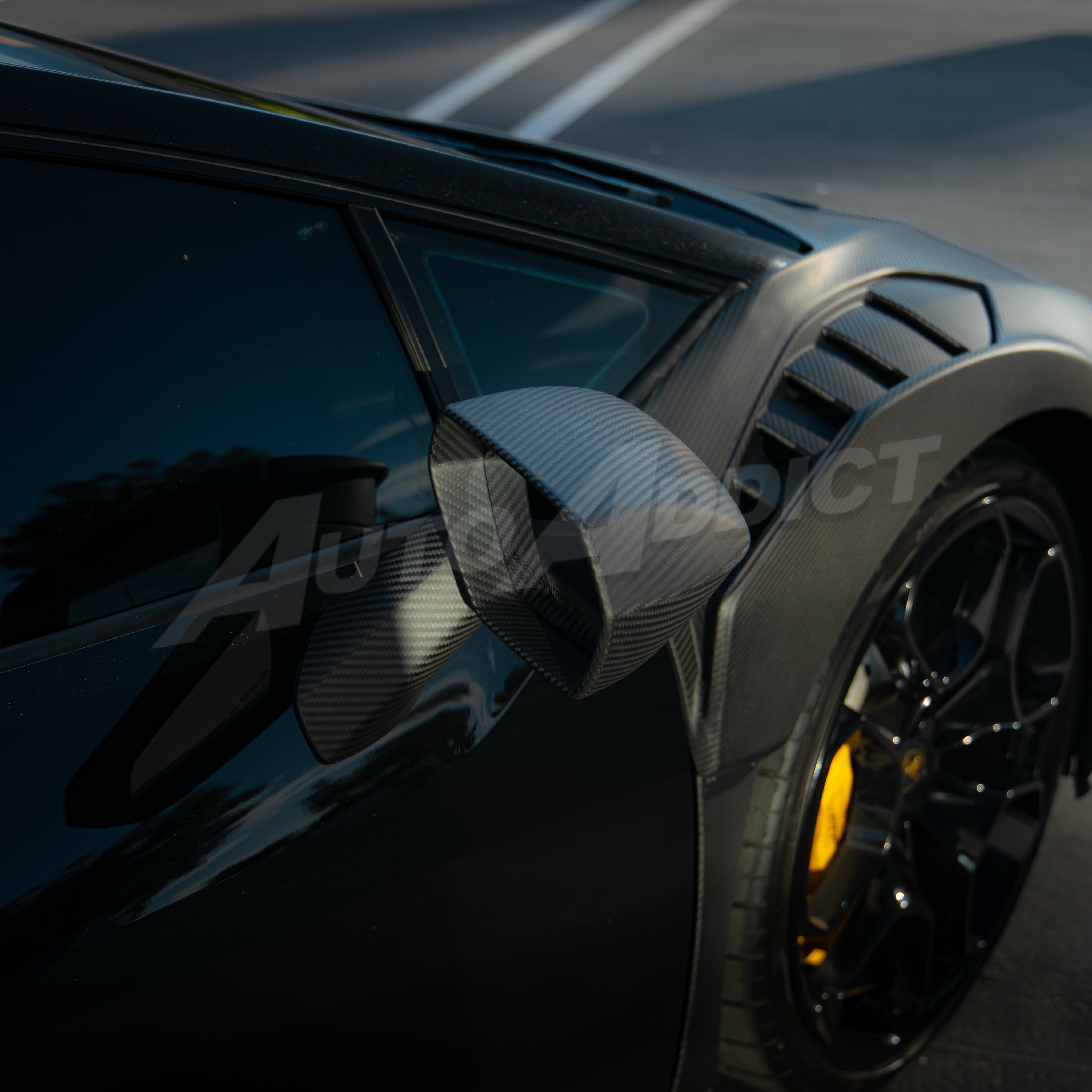 STO Lamborghini Huracan Dry Carbon Fiber Mirror Caps Full Replacement 4pc Kit