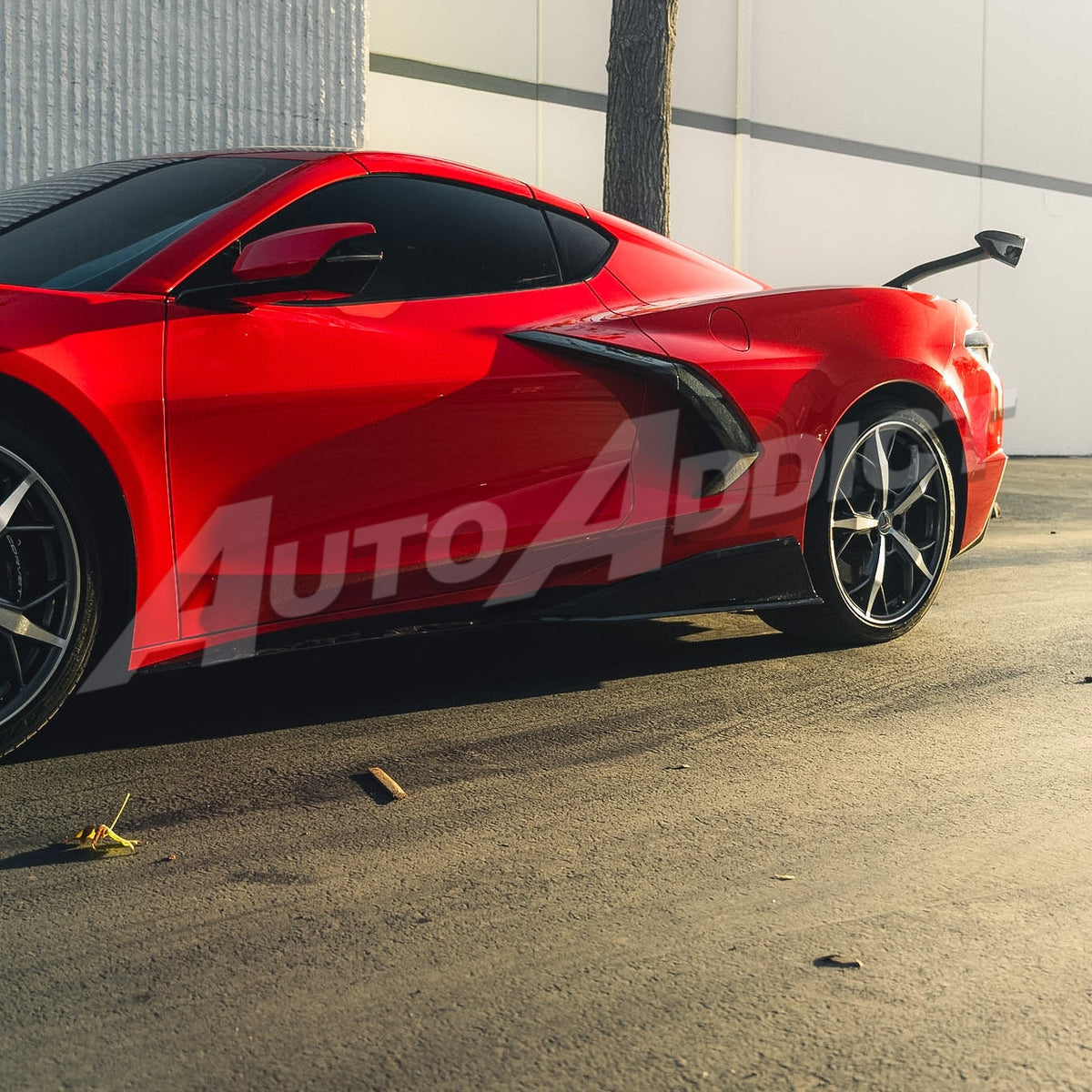 Corvette C8 Stingray side view with EVO side skirts