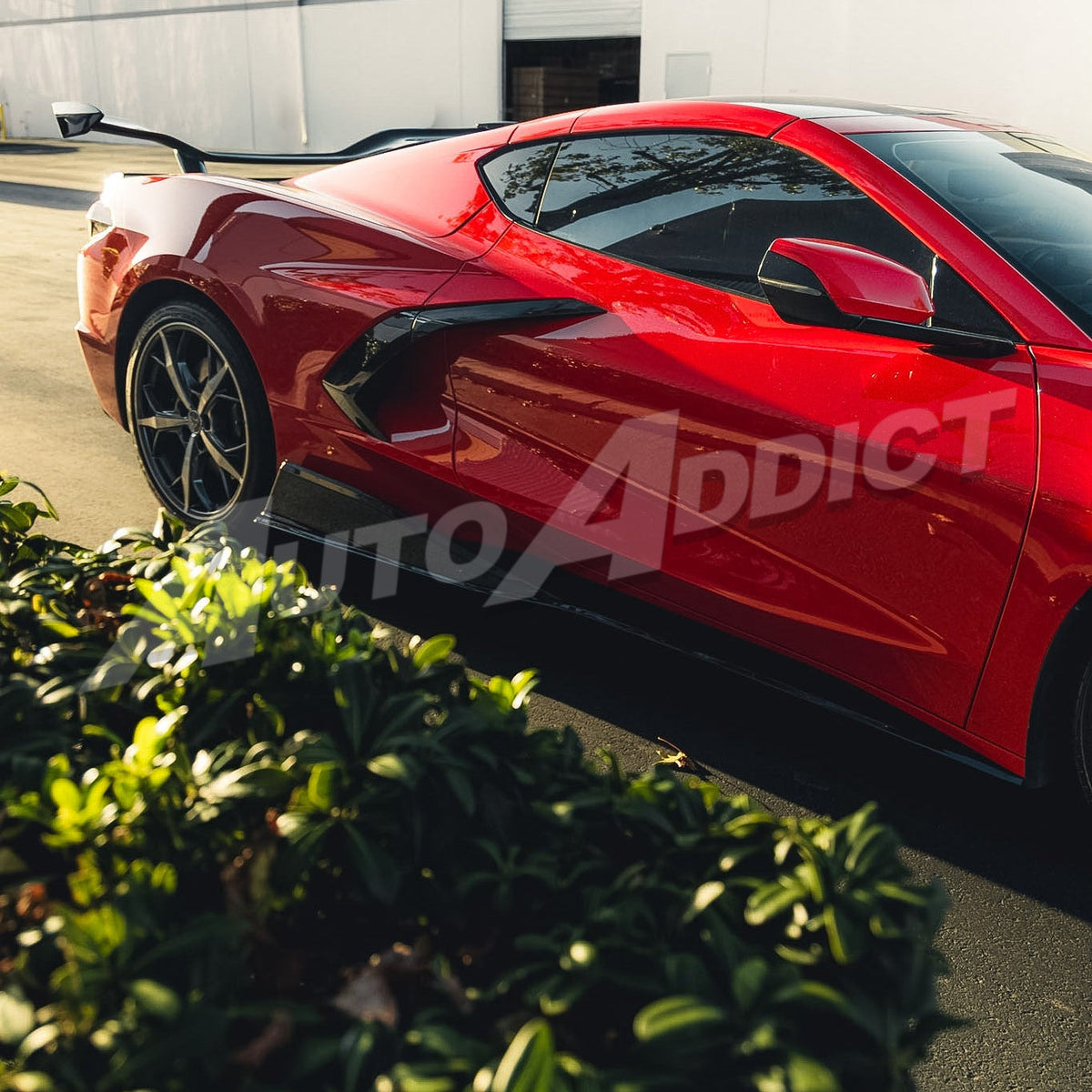 Corvette C8 Stingray side skirt and rear quarter view