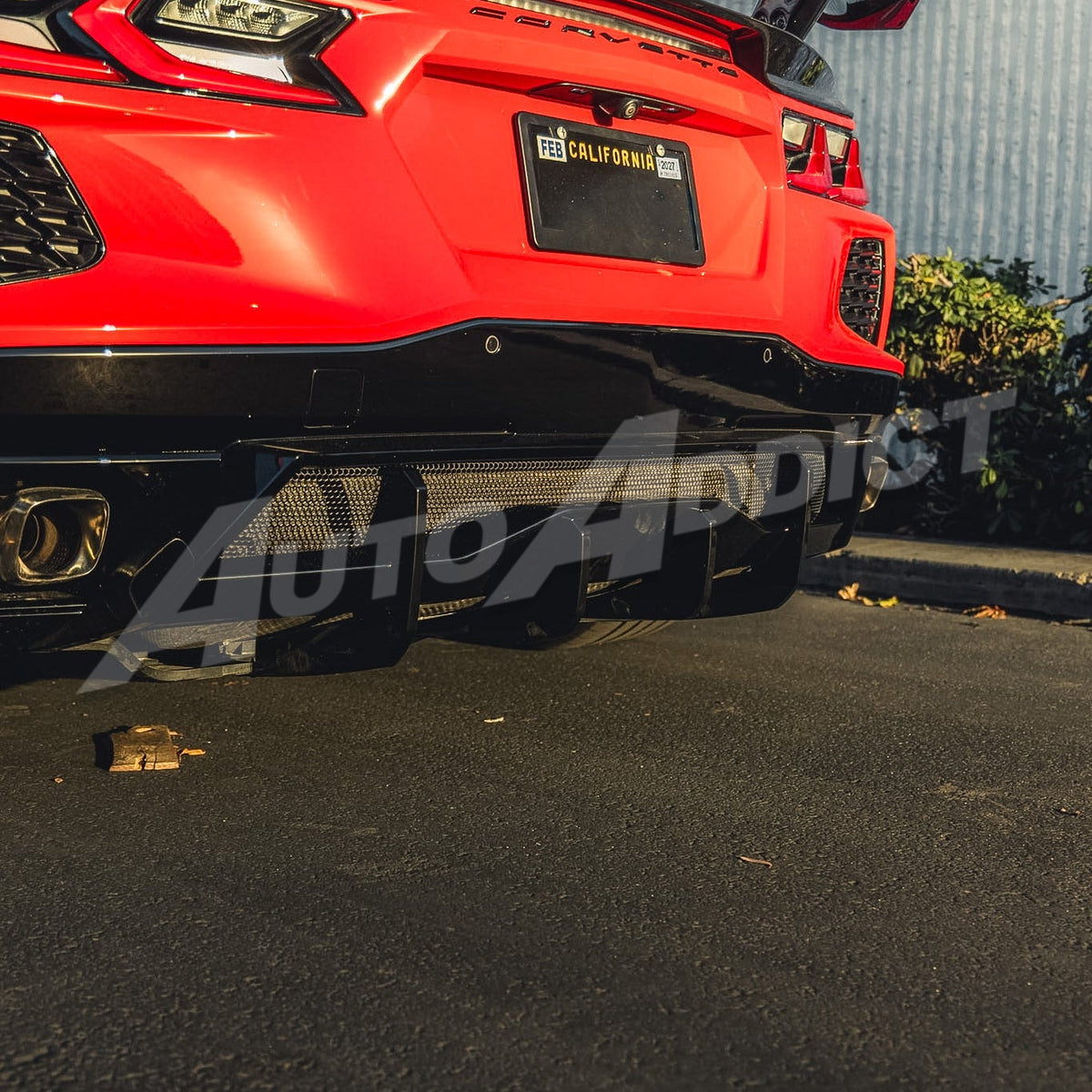 Shark fin rear diffuser module installed on Corvette C8 Stingray