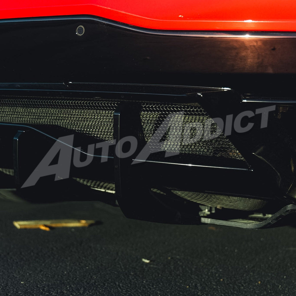 Shark fin diffuser fin detail on Corvette C8 Stingray