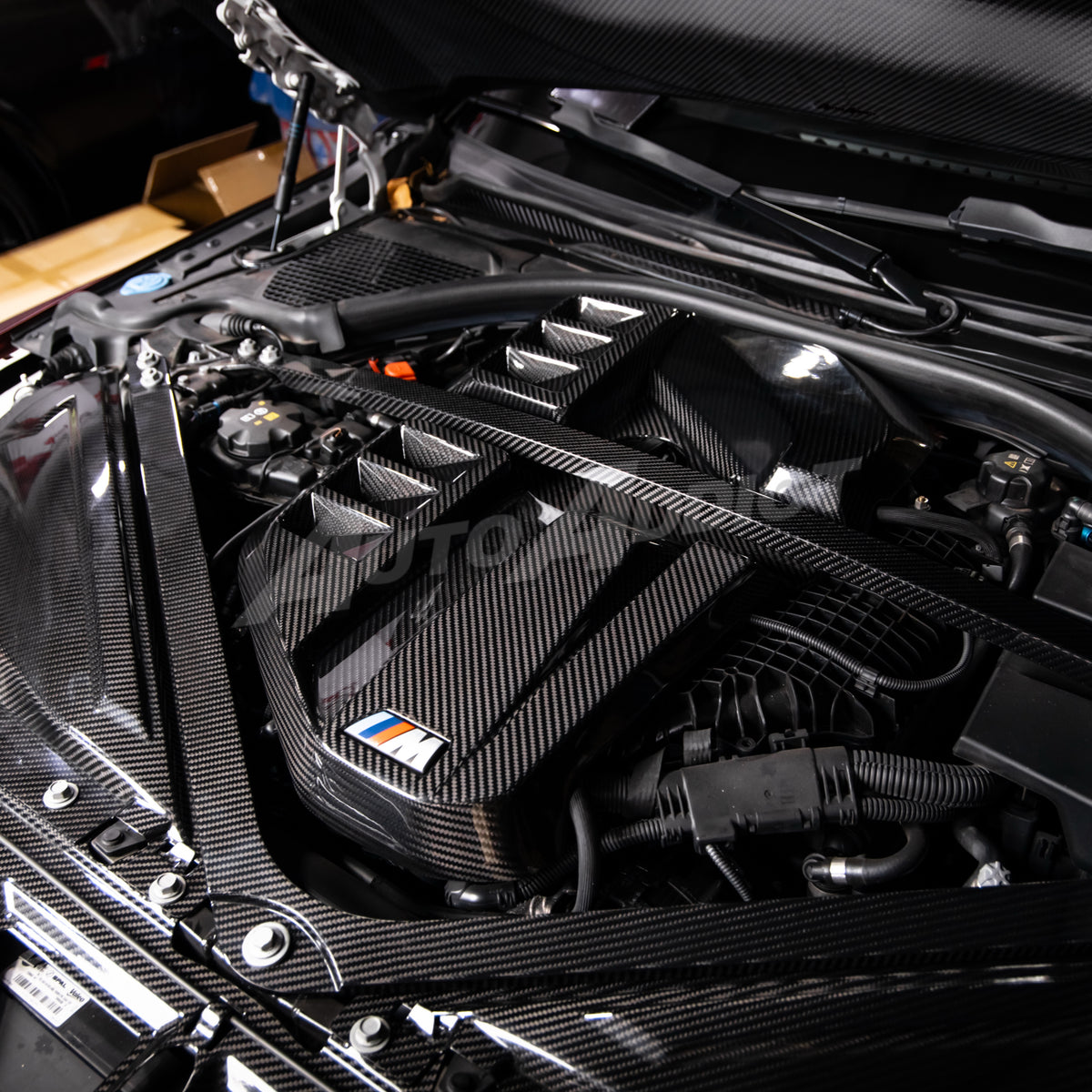 2021-2026 BMW G80 M3 G82 G83 Dry Gloss Double Sided Carbon Fiber Engine Cover Replacement