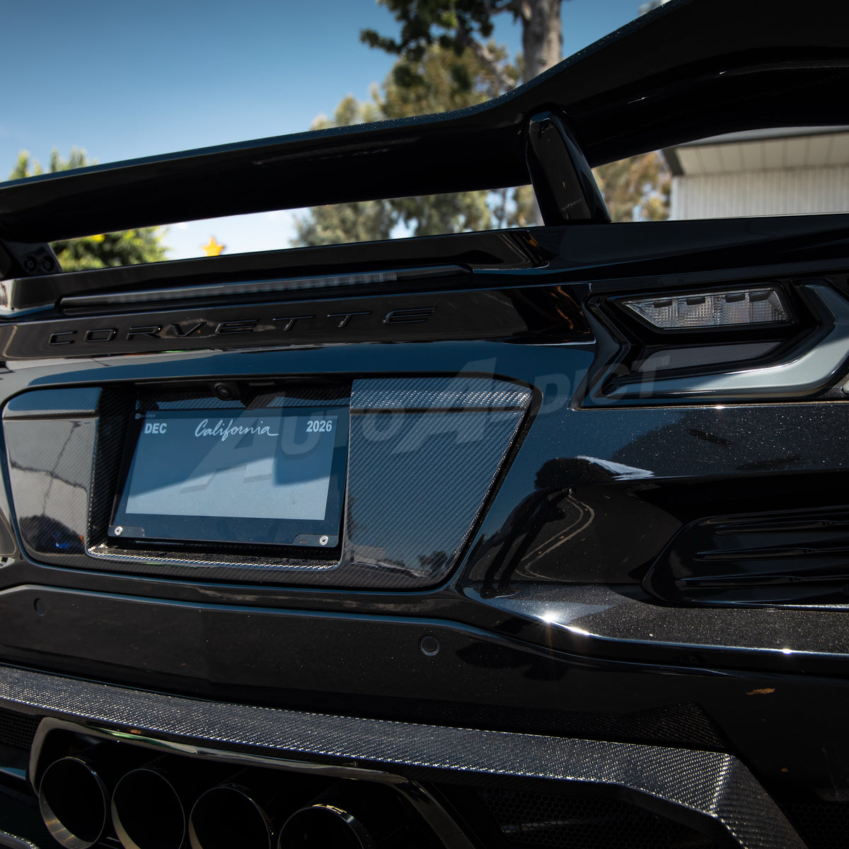2022-2026 Corvette C8 Carbon Fiber License Plate Backing for ZR1/Z06/E-Ray/Grand Sport Rear Bumper