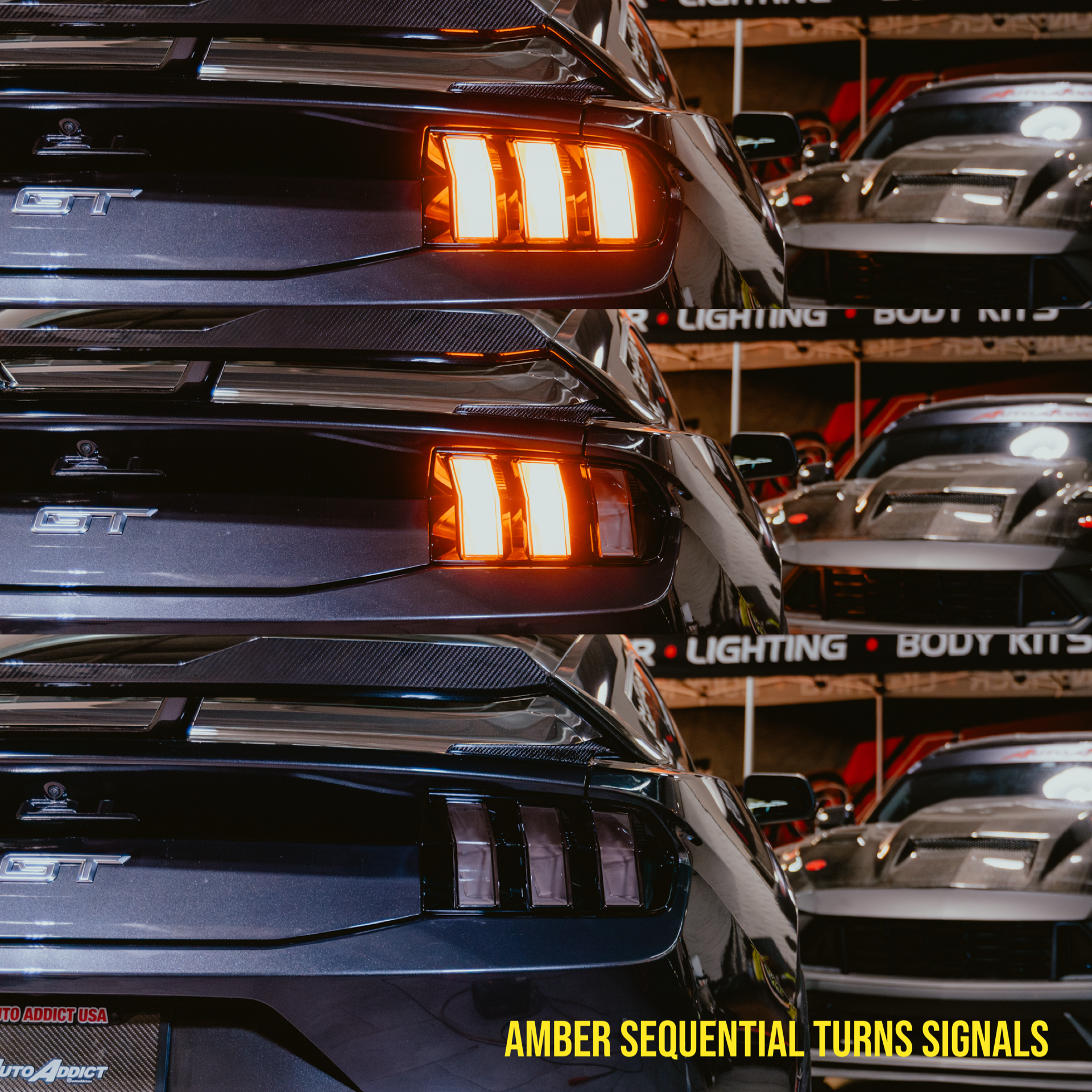 Luces traseras estilo europeo Ford Mustang S650 2024+ con señal de giro ámbar y secuencial 