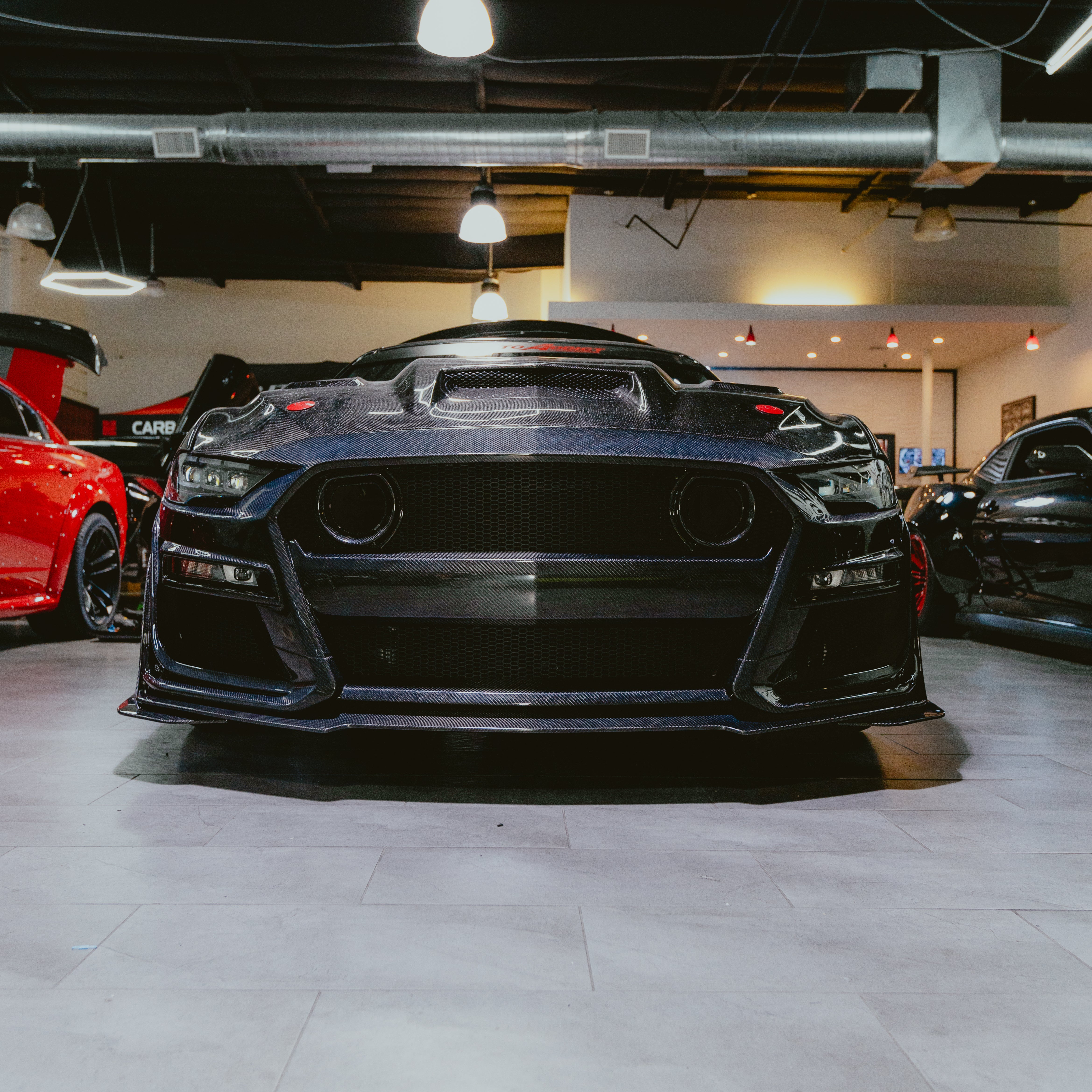 PRE-ORDER 2018-2023 Ford Mustang GT500/Mach1 Combo Double Sided Full Carbon Fiber Track Package Front Bumper Conversion