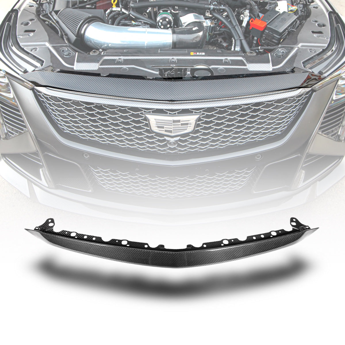 2025-2026 Cadillac CT5-V Blackwing Front Bumper Top Upper Shell Pre Preg Gloss Carbon Fiber Replacement