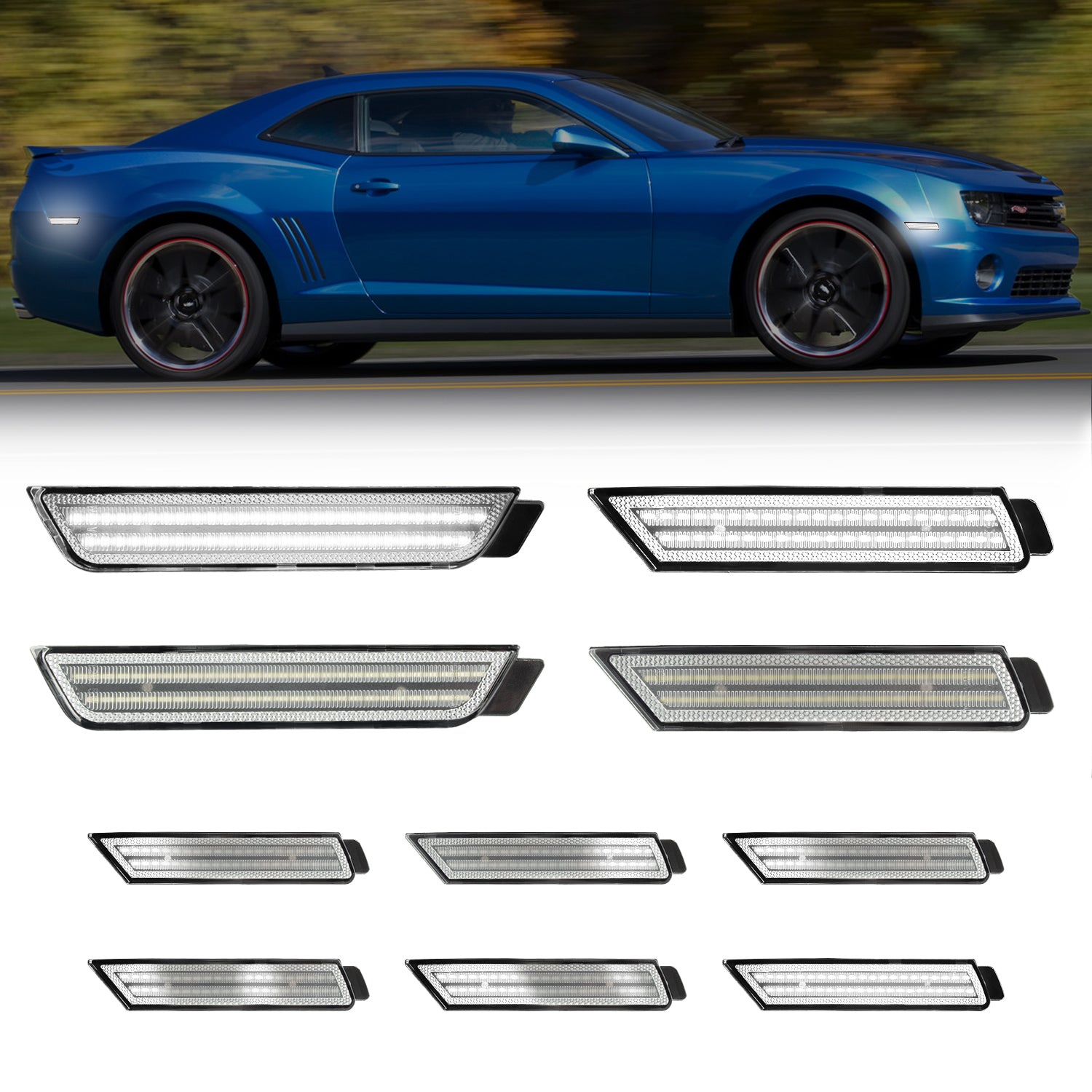 Auto Addict USA 2010-2015 Camaro Clear Lens White LED Side Markers
