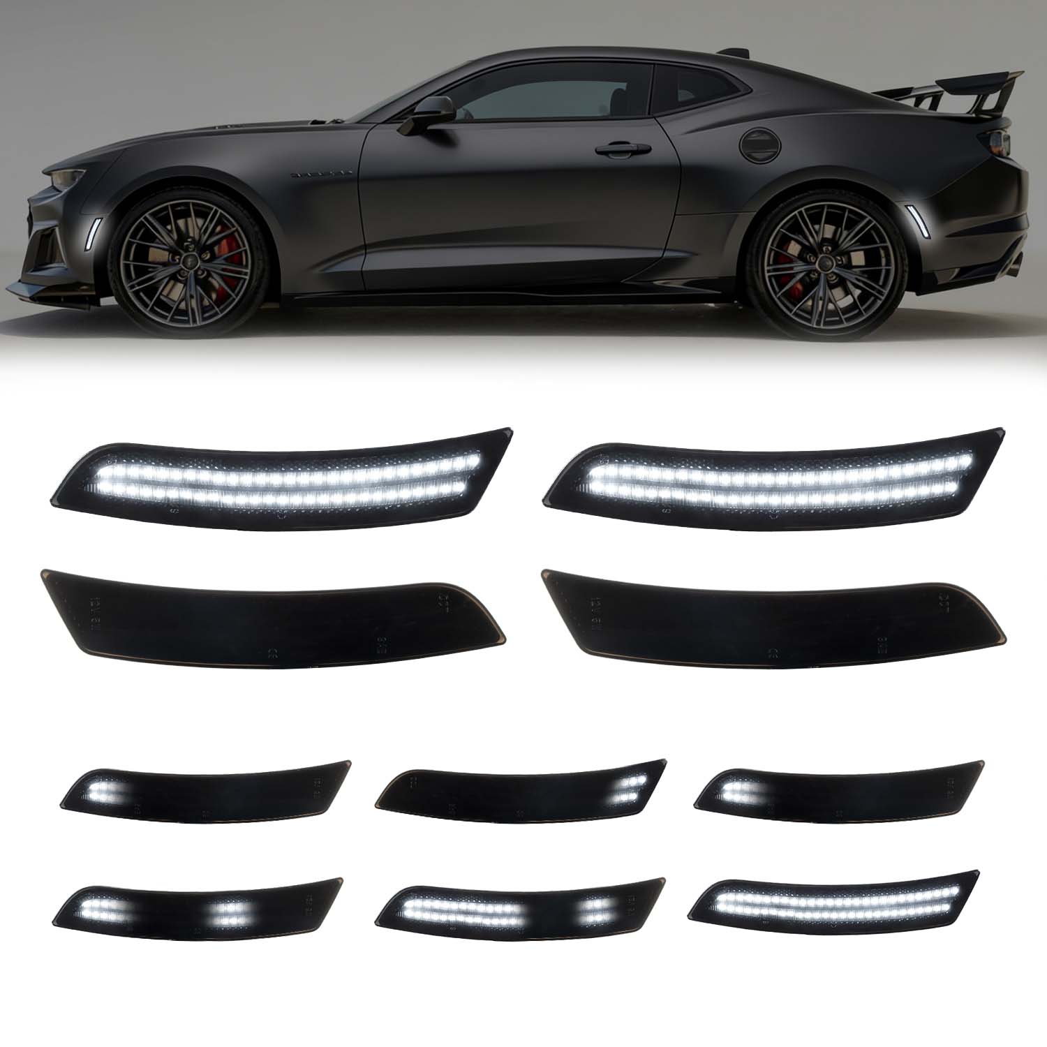 Auto Addict USA 2016-2025 Camaro Smoke Lens White LED Side Markers
