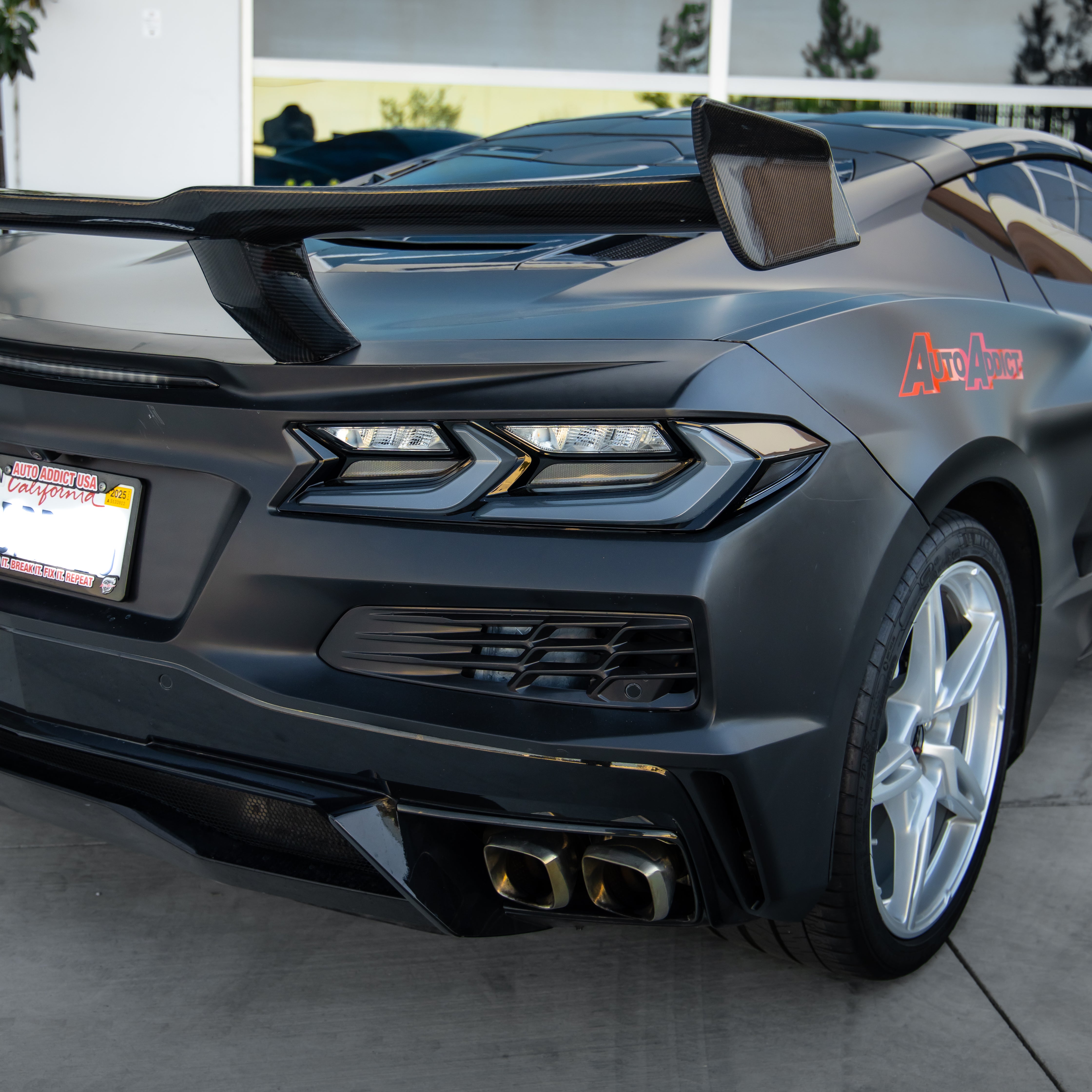 Auto Addict USA 2020-2025 Corvette C8 Stingray carbon fiber ZR1 rear spoiler installation