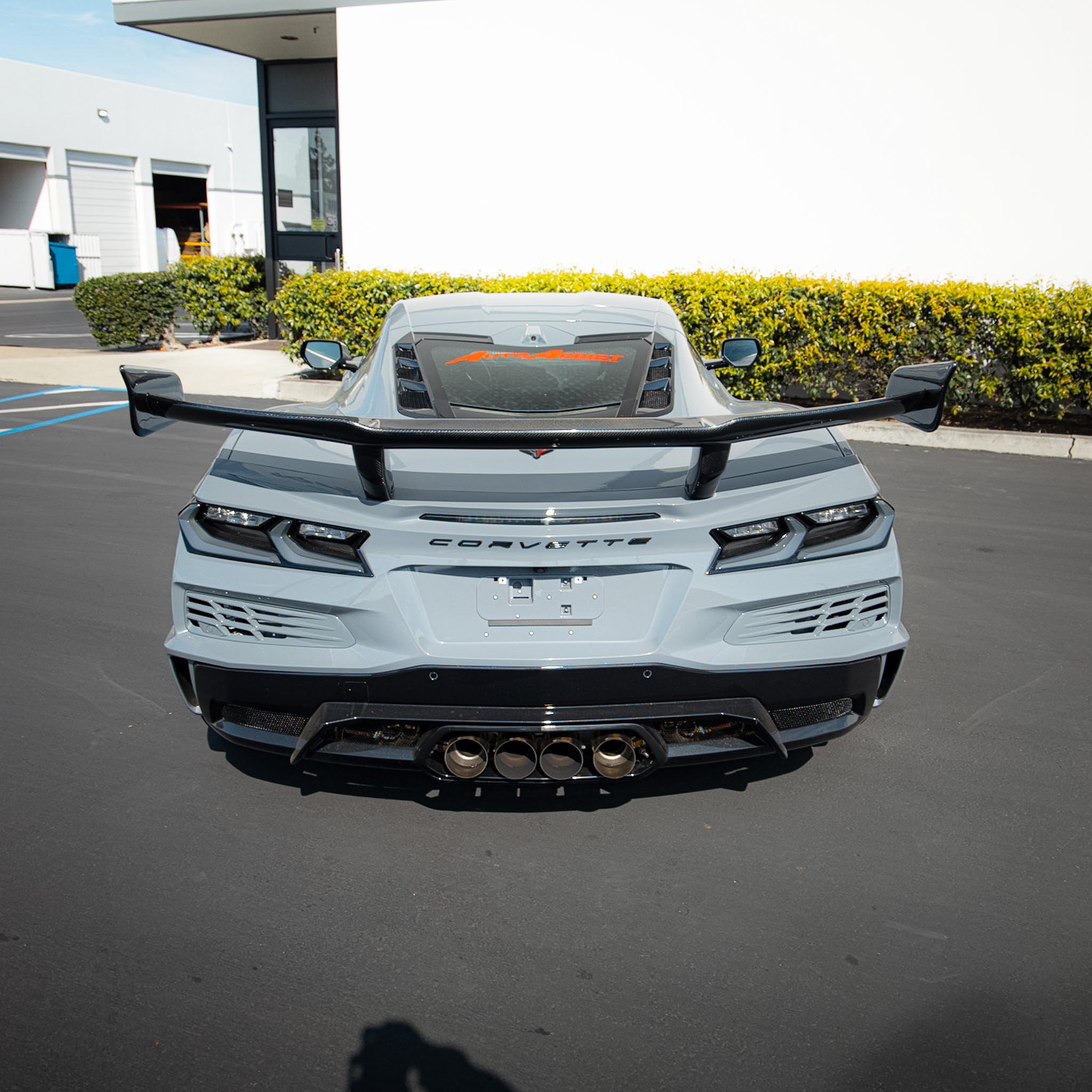 Auto Addict USA 2023 Corvette C8 Z06 ZR1 ZTK track inspired carbon fiber rear spoiler rear view