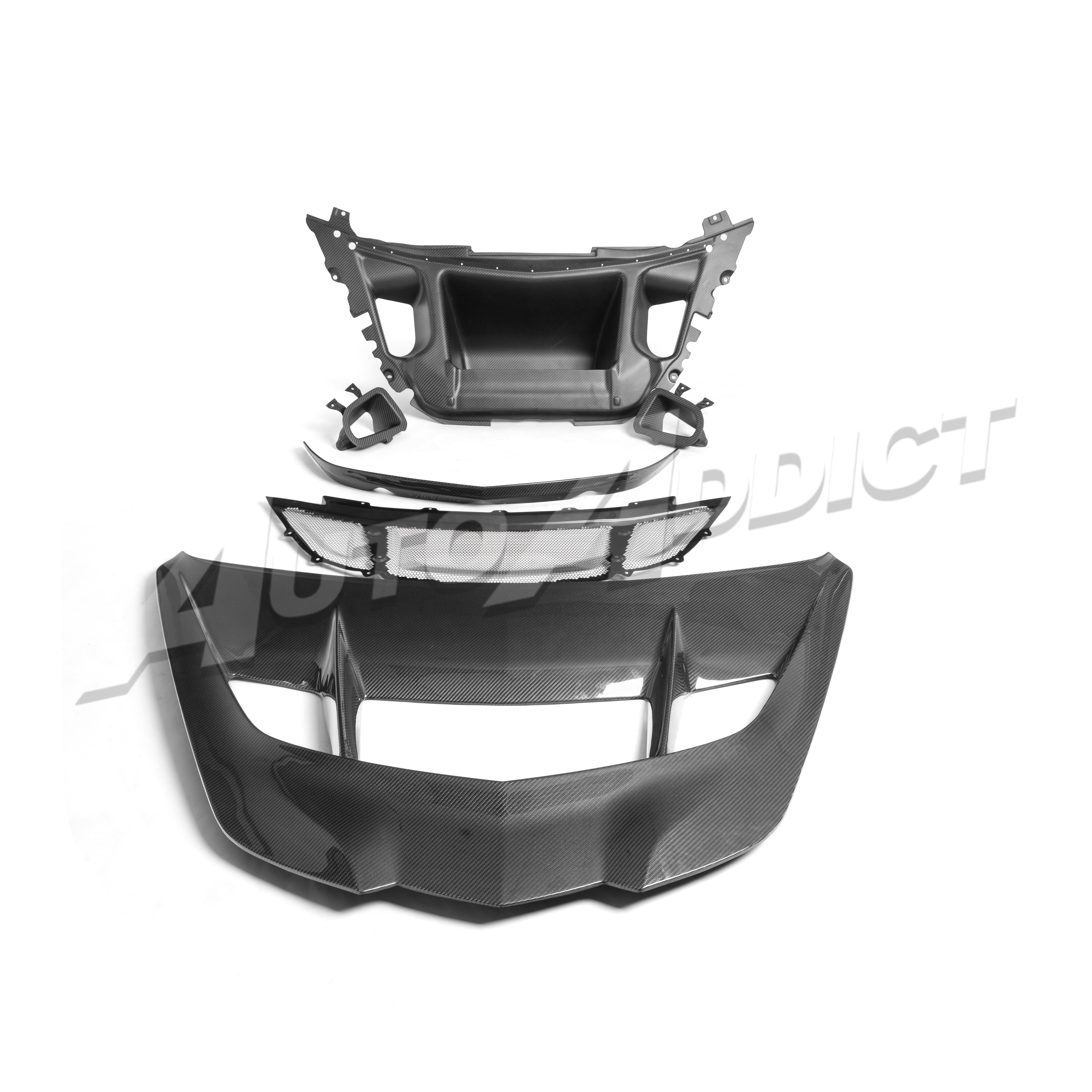 Auto Addict USA 2026 Corvette C8 ZR1X double sided dry carbon fiber hood close up weave