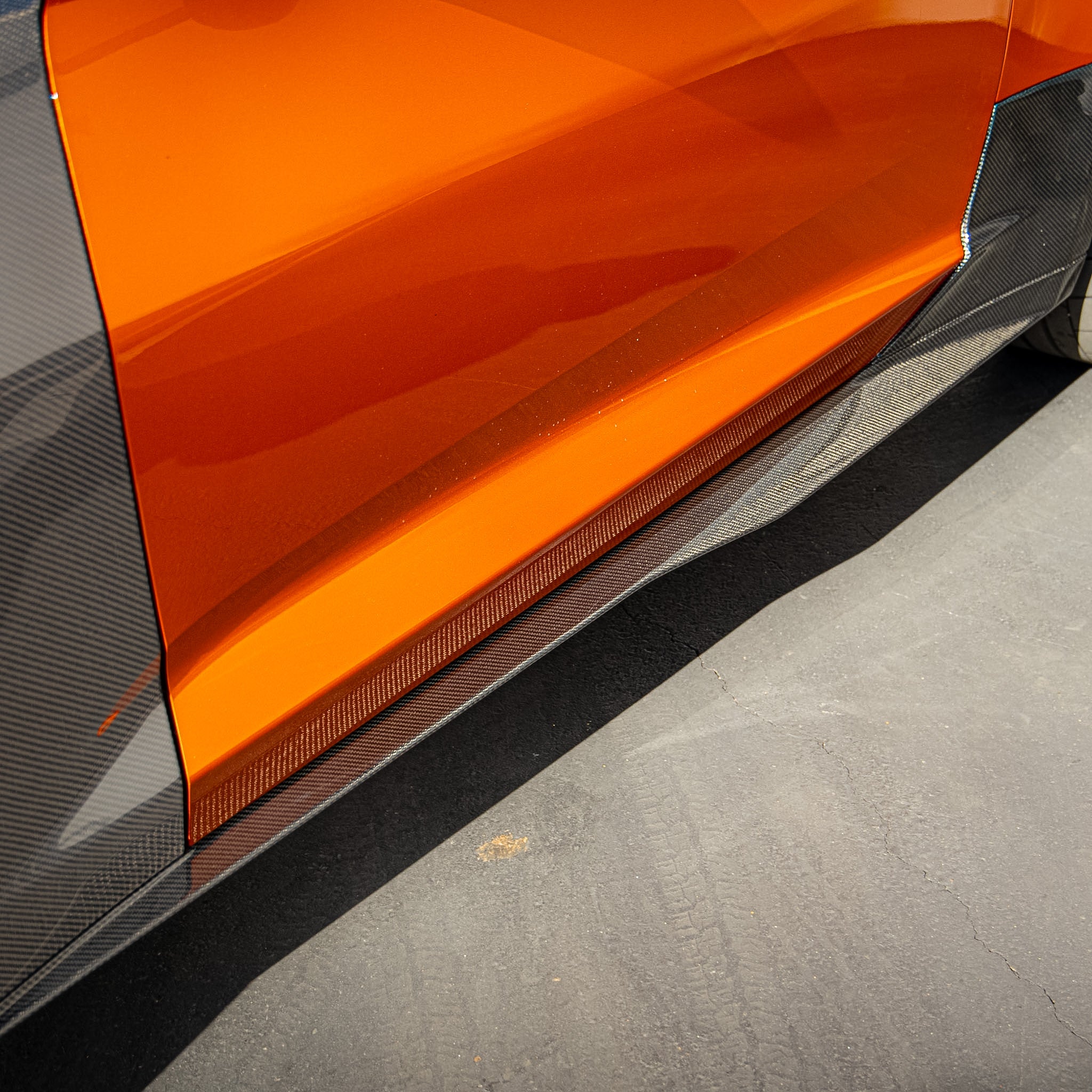 Auto Addict USA 6th generation Camaro carbon fiber side skirt upgrade gloss finish