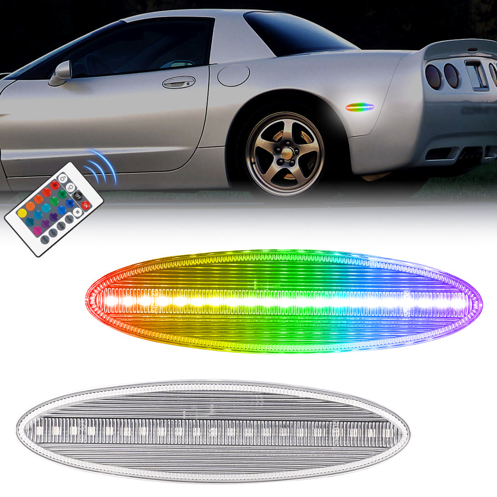 Auto Addict USA C5 Corvette Clear Lens RGB LED Side Markers