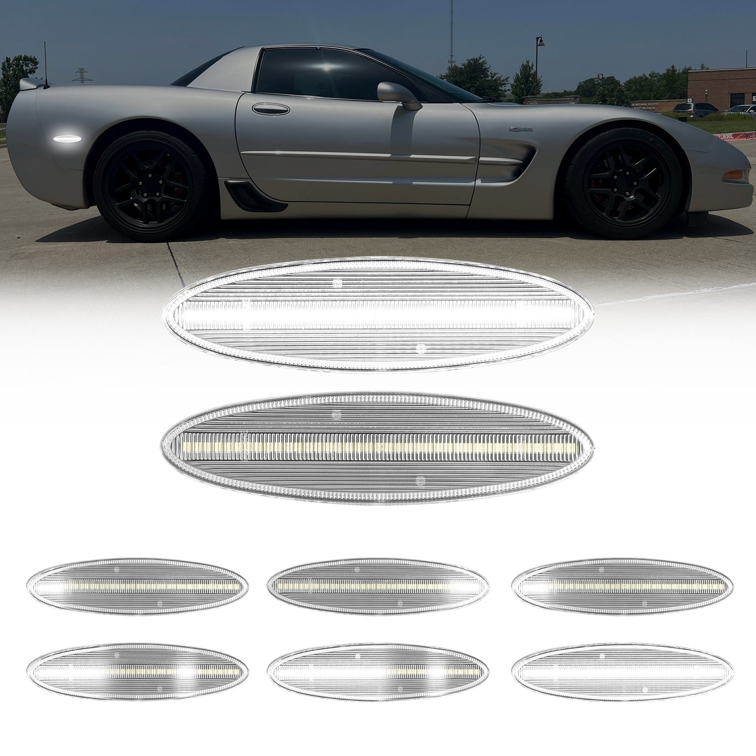 Auto Addict USA C5 Corvette Rear Clear Lens White LED Side Markers