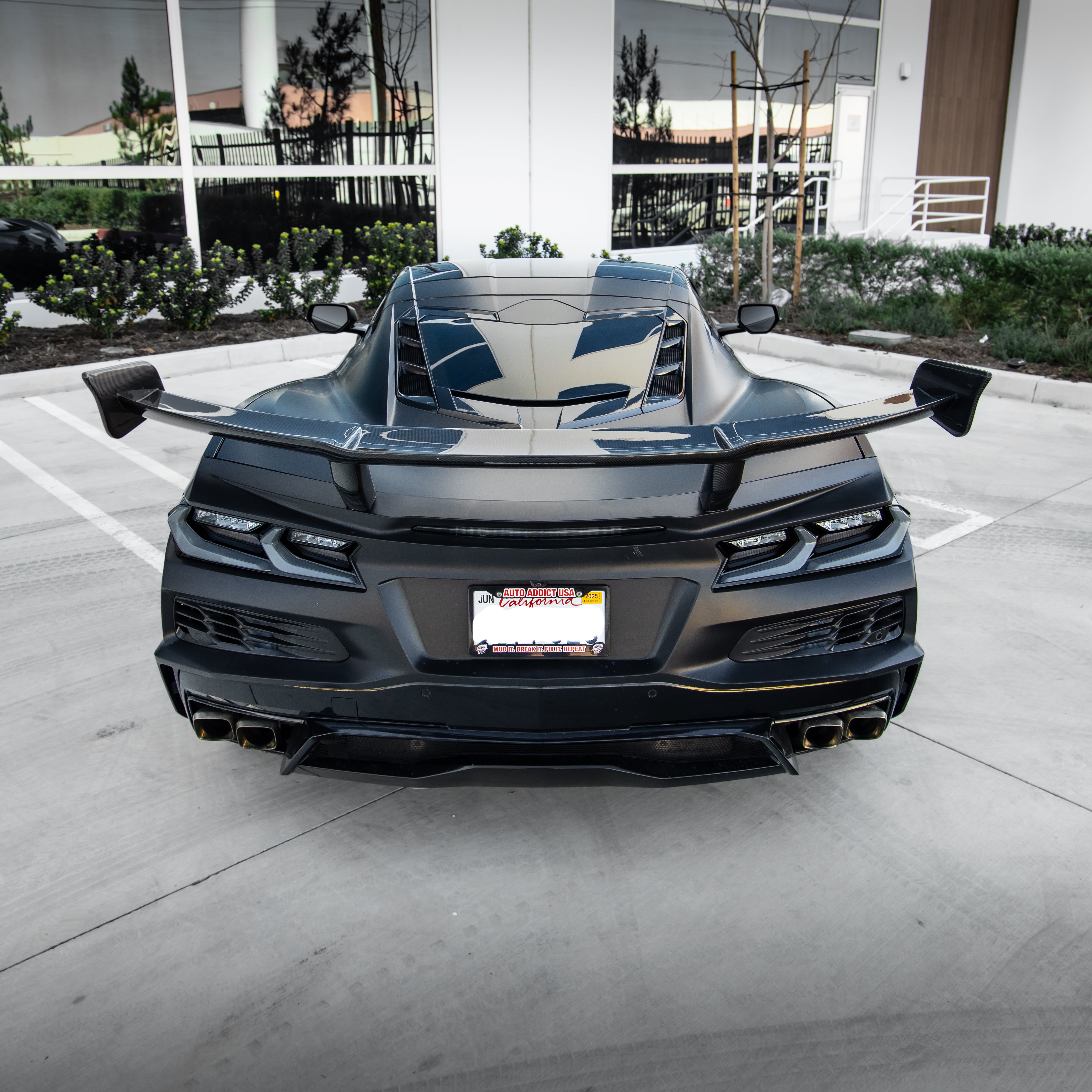 Auto Addict USA Corvette C8 Stingray ZR1 carbon fiber spoiler weave detail close up