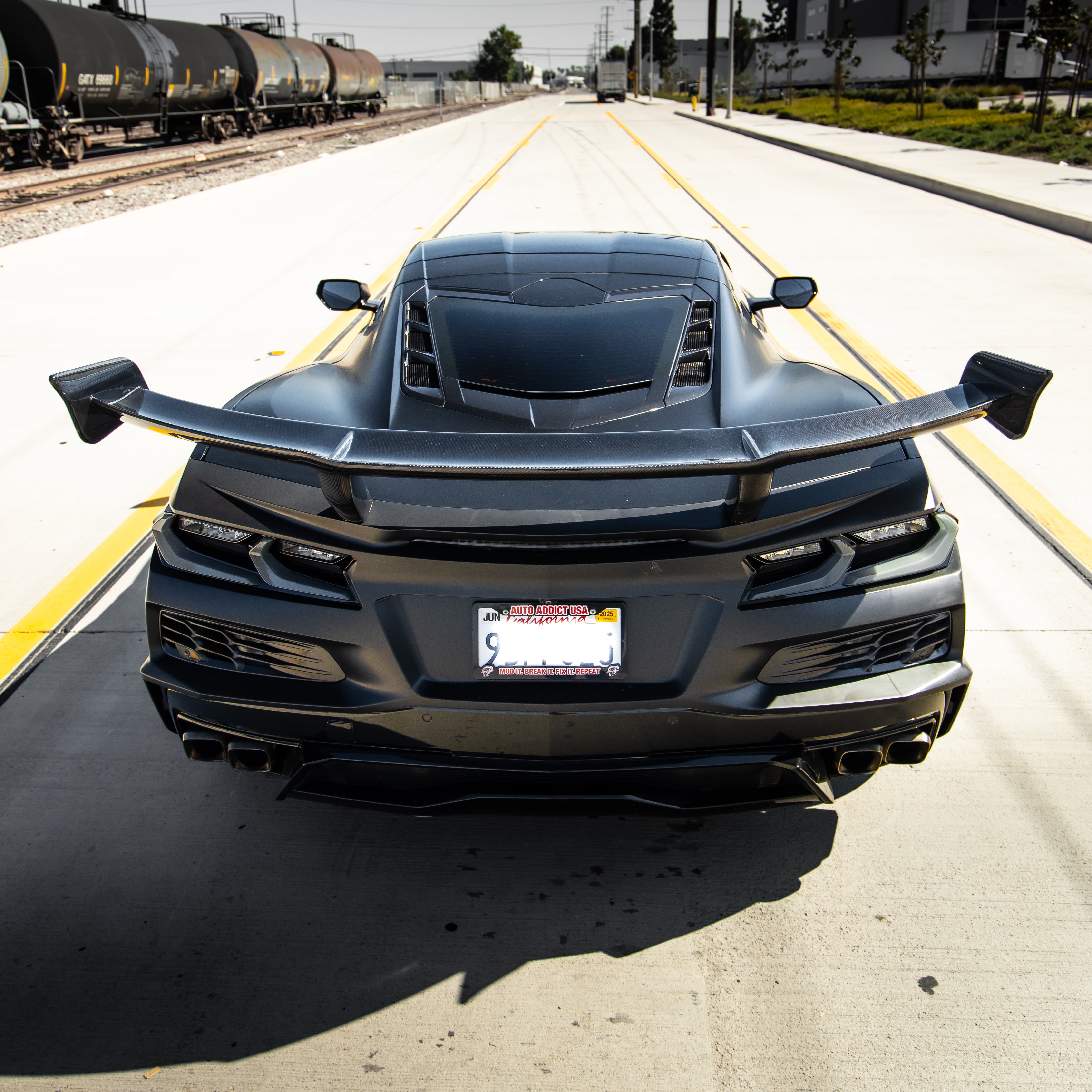 Auto Addict USA Corvette C8 Stingray carbon fiber ZR1 rear spoiler with Z06 rear bumper kit