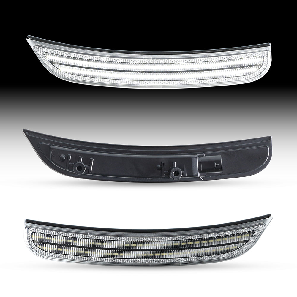 Auto Addict USA Dodge Charger clear white LED side markers installed front fender lighting detail