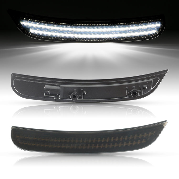 Auto Addict USA Dodge Charger smoked white LED side markers installed front fender lighting detail