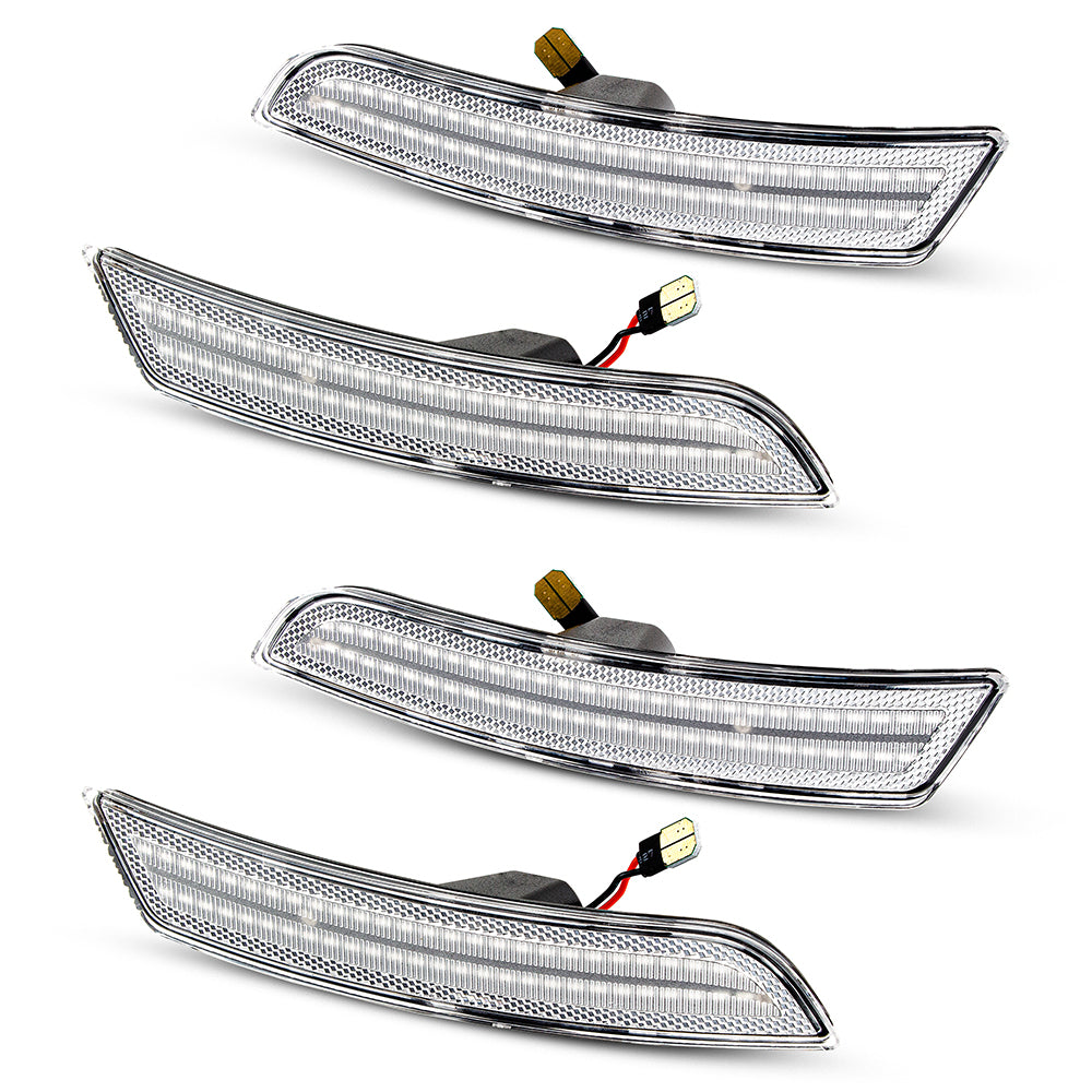Four car bumper lights on a white background