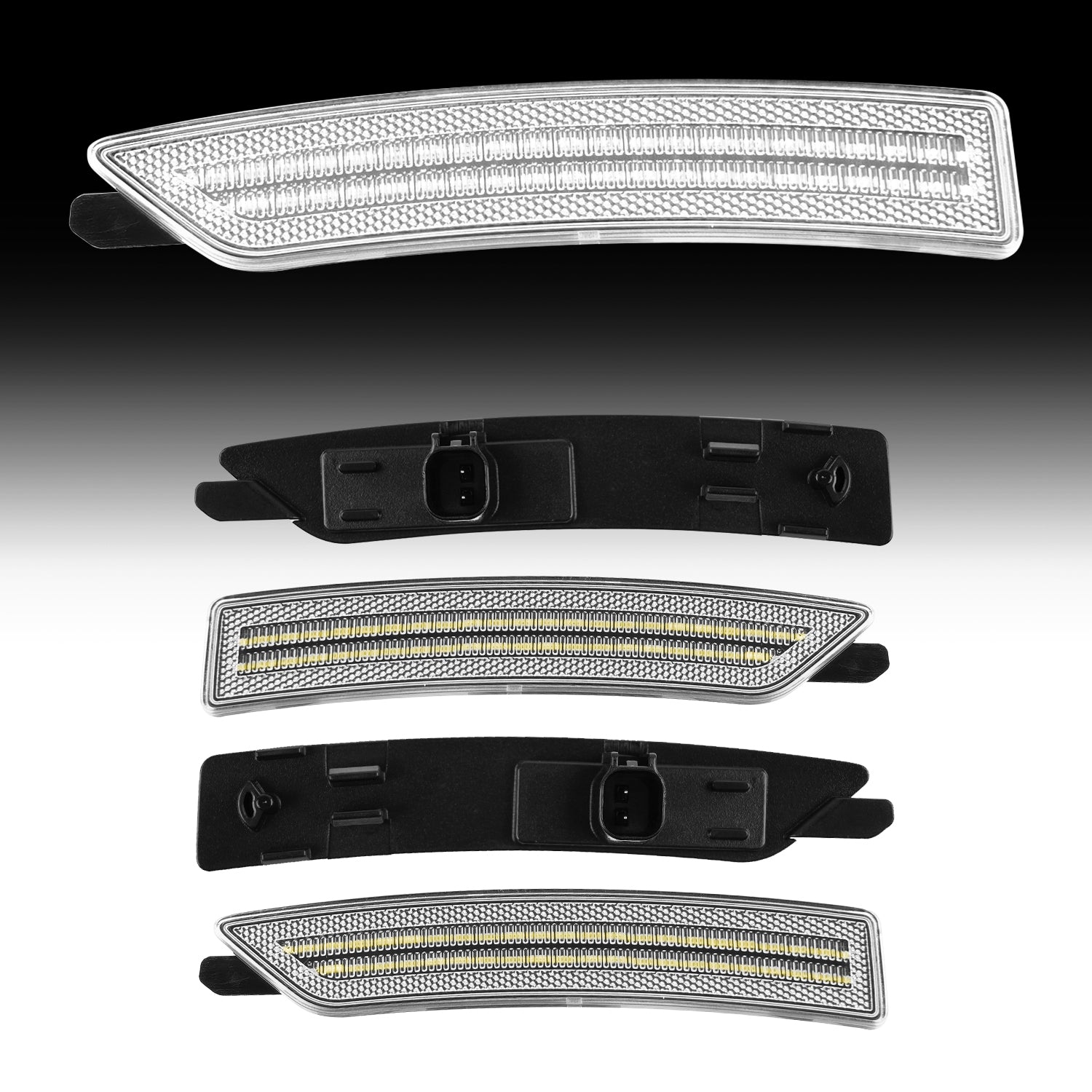 Set of car LED license plate lights on a gradient background