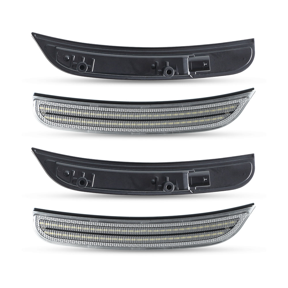 Auto Addict USA clear white LED side marker close up detail showing white LED output for Dodge Charger