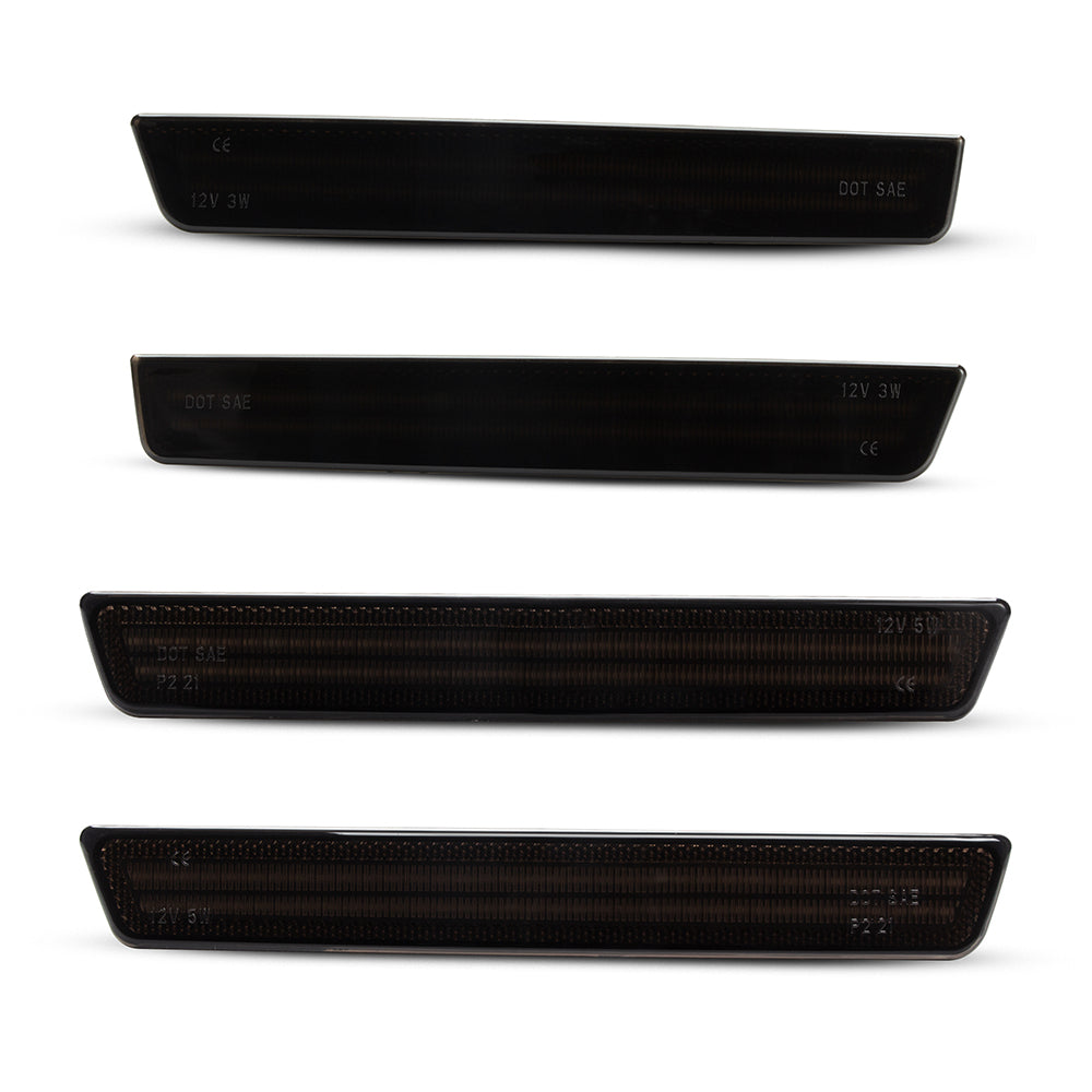 Auto Addict USA smoked white LED side marker close up detail showing white LED output for Dodge Challenger