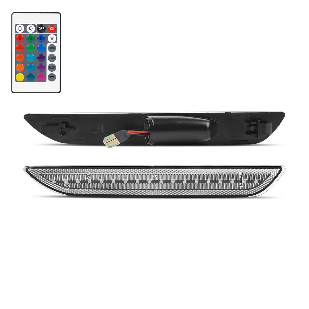 Car LED strip lights with remote control on a white background