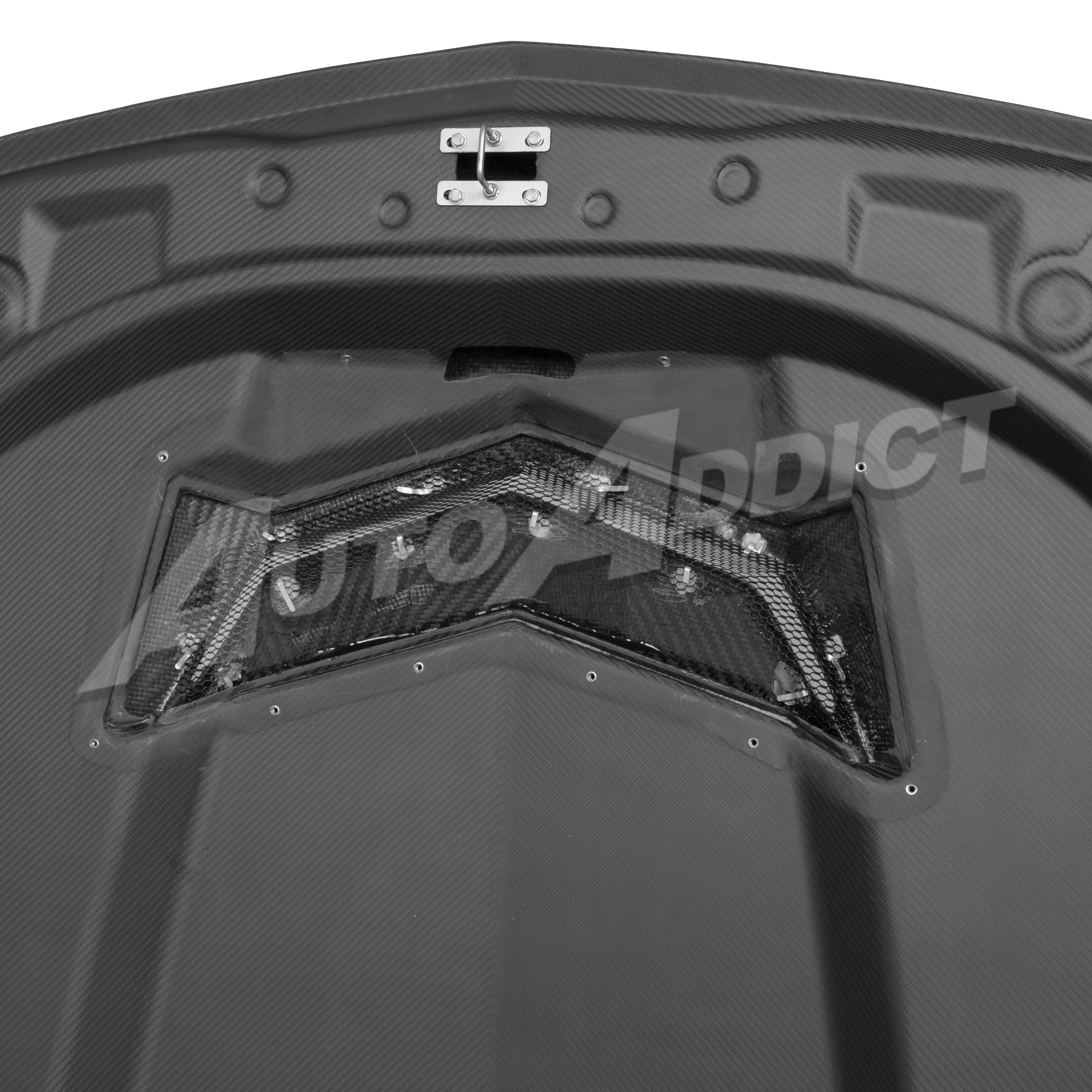 Close up detail of Auto Addict USA Heritage Spec Hood craftsmanship and edge work