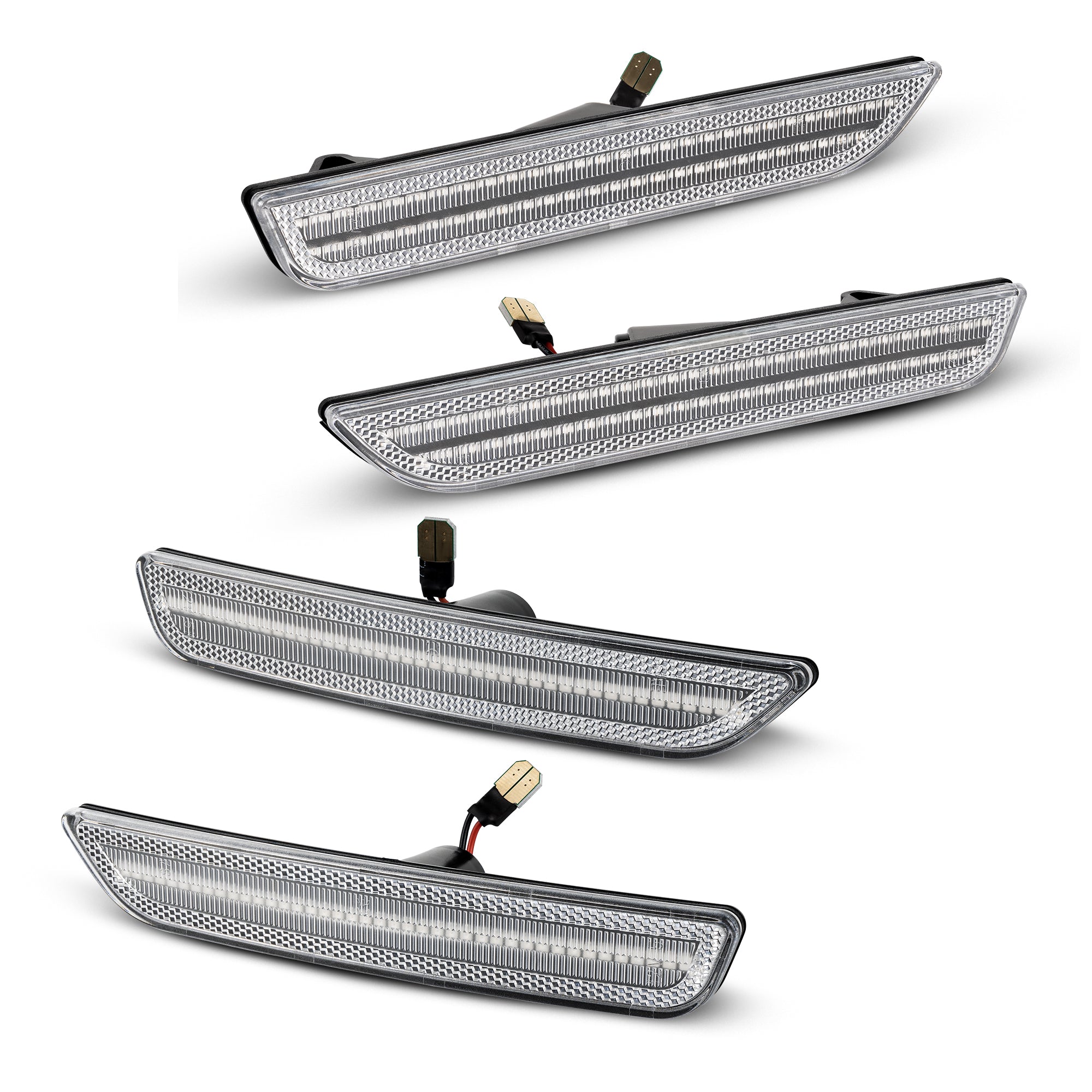 Four car fog lights on a white background