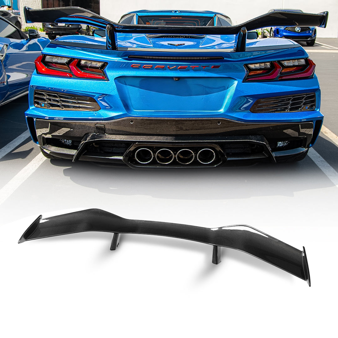 2023-2026 C8 Corvette Z06/E-Ray Z07 Carbon Fiber Rear High Spoiler w/ Integrated Upriser 1pc