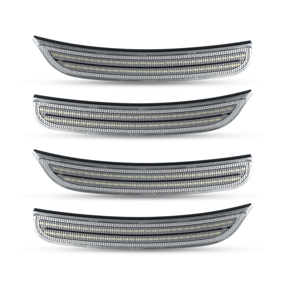 Dodge Charger clear white LED side marker close up detail of housing and lens Auto Addict USA