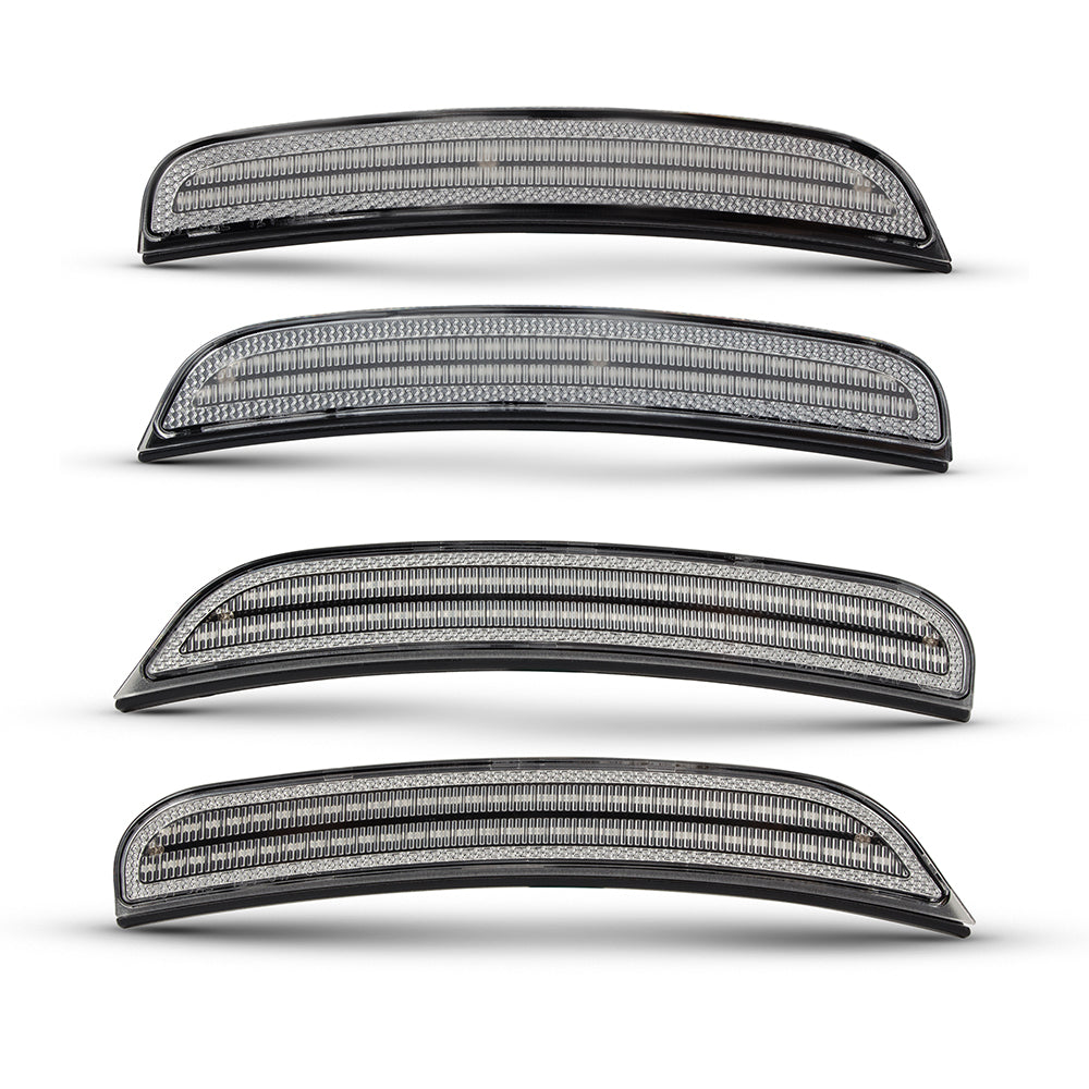 Dodge Charger clear white LED side markers close up detail of clear lens by Auto Addict USA