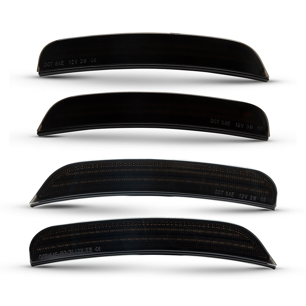 Dodge Charger smoked white LED side markers close up detail of smoked lens by Auto Addict USA