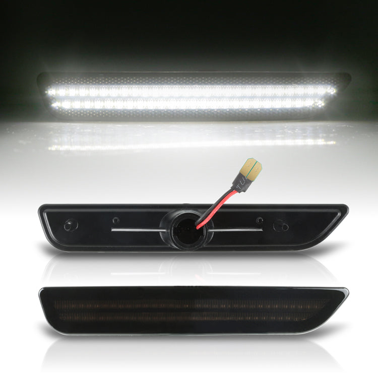 Car LED daytime running light assembly with wiring on a reflective surface