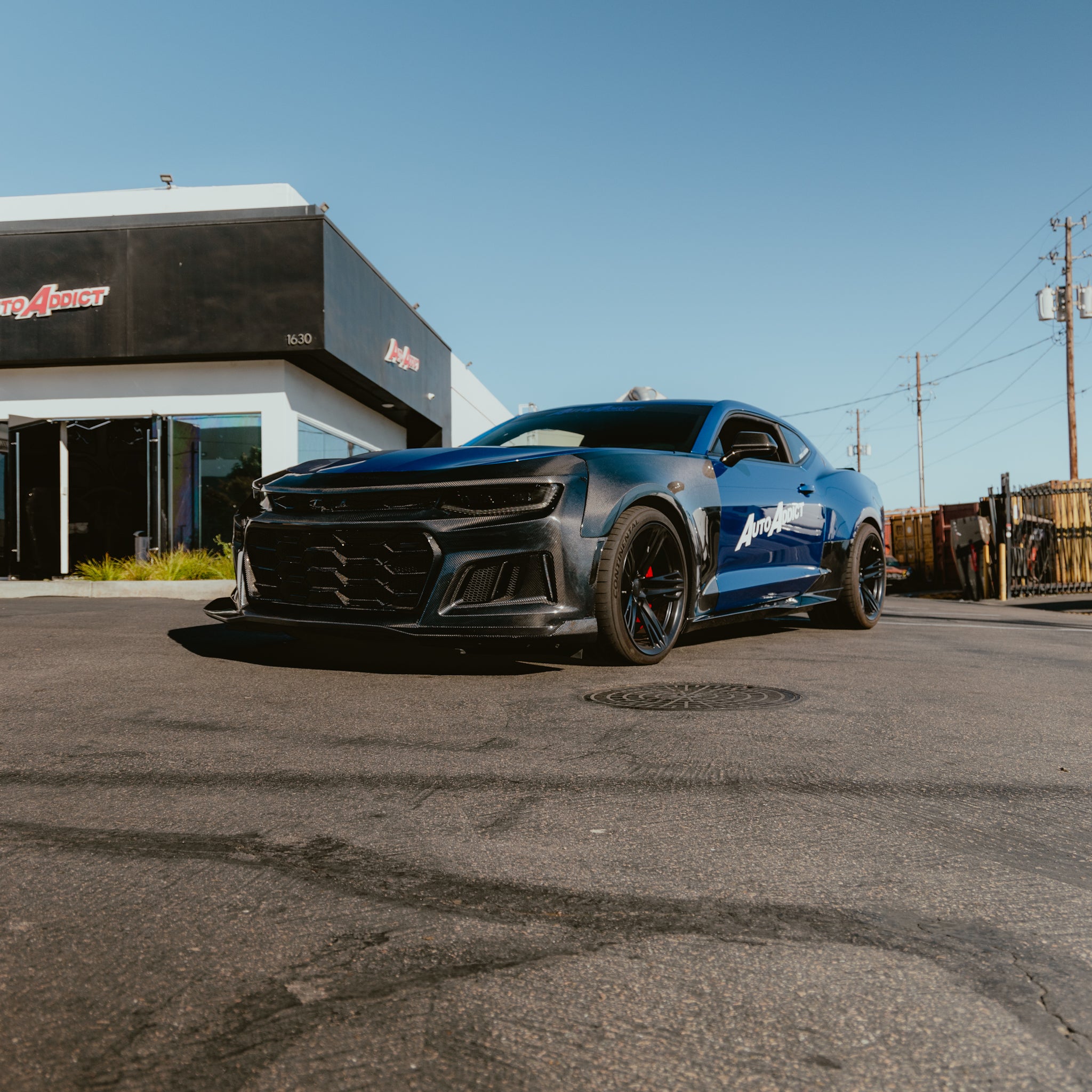 2017-2025 Chevy Camaro ZL1 Black Panther 1PC Full Gloss Carbon Fiber Track Package Front Bumper Conversion