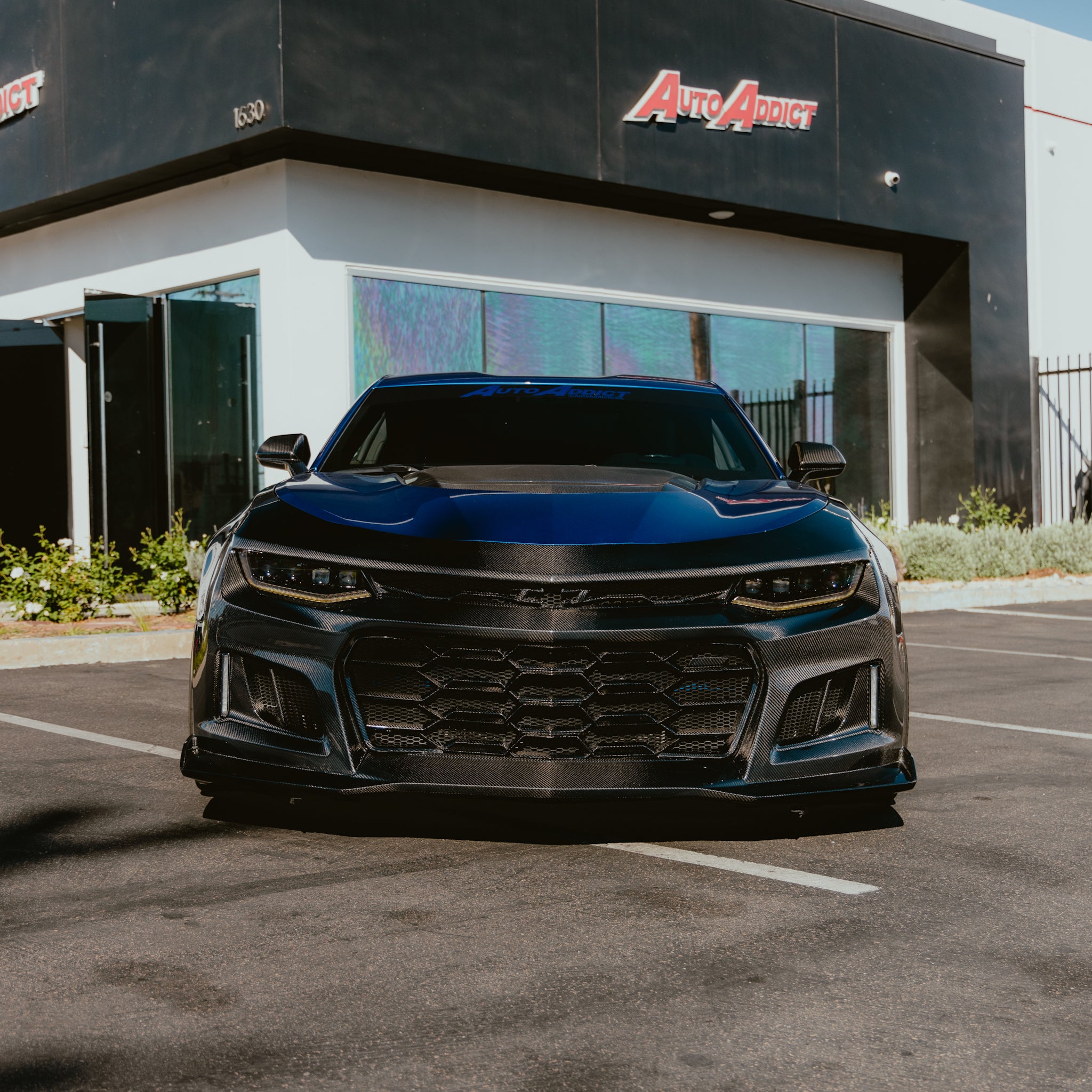 2017-2025 Chevy Camaro ZL1 Black Panther 1PC Full Gloss Carbon Fiber Track Package Front Bumper Conversion