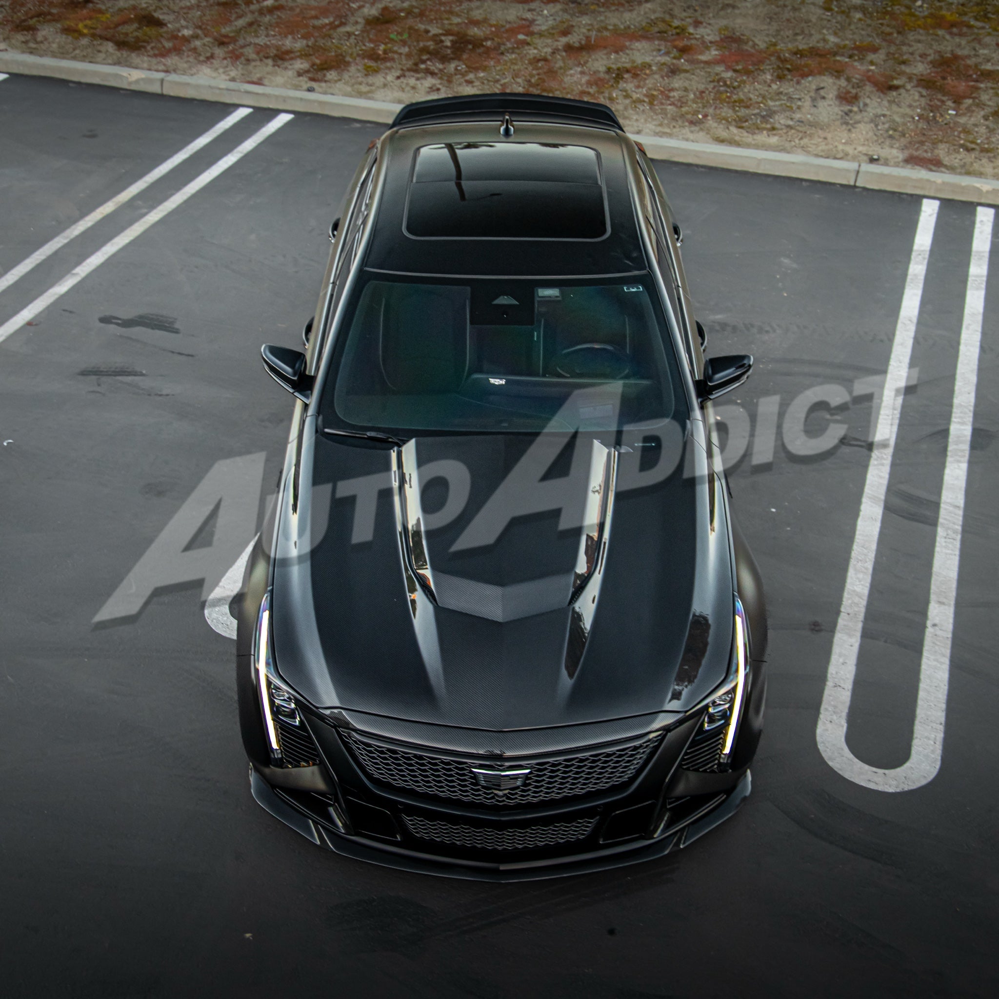 Installed Auto Addict USA Heritage Spec Hood heritage-inspired design on Cadillac CT5