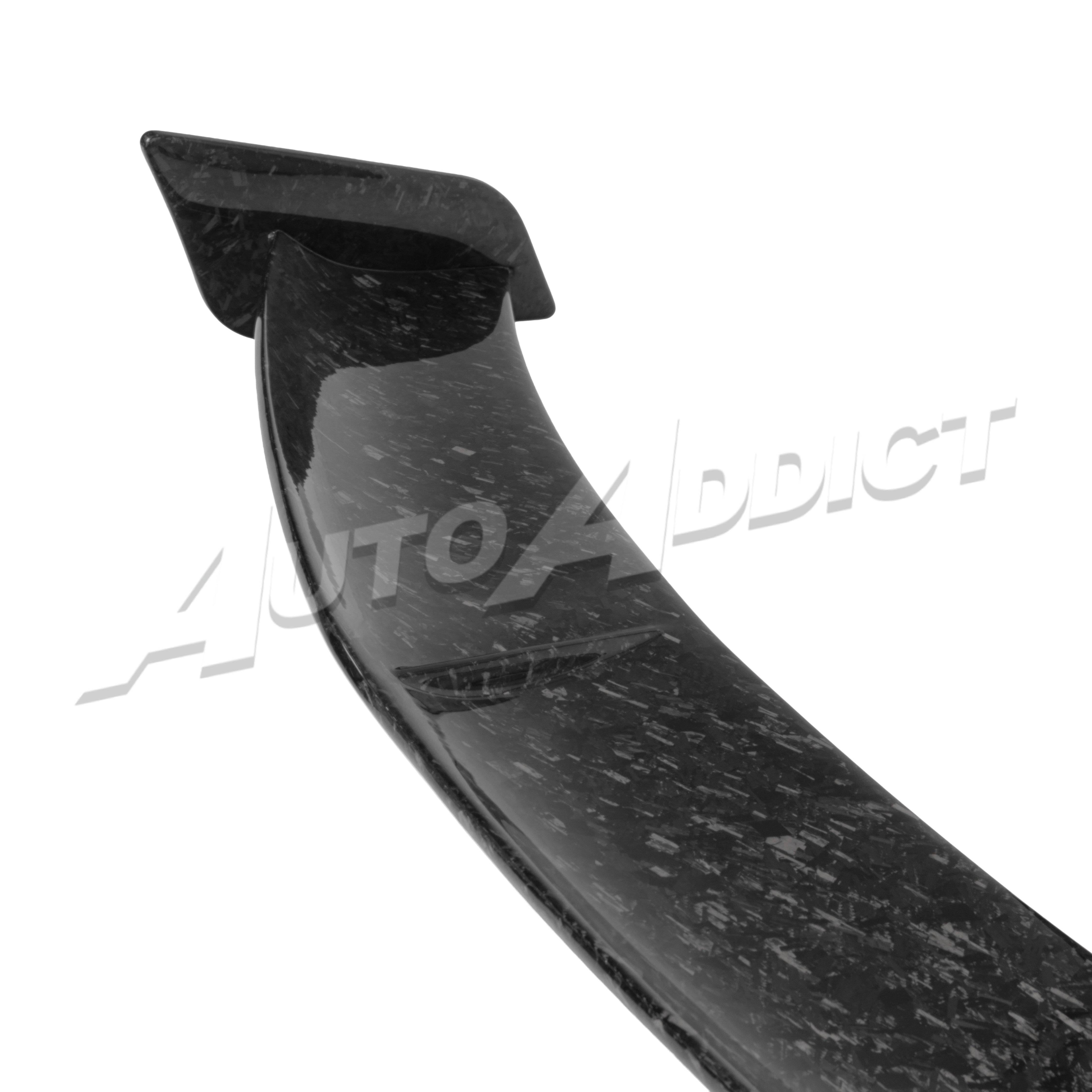 Installed C8 Corvette forged carbon rear angle showing chassis mounted spoiler