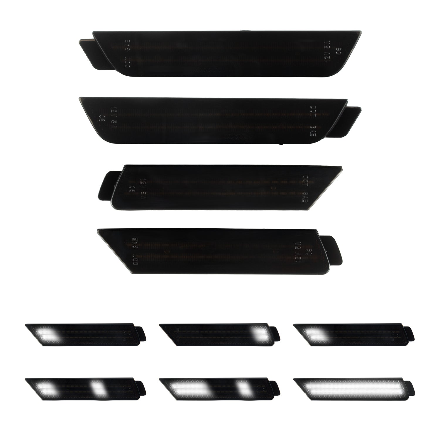 2010-2015 Camaro Smoke Lens White Dynamic Animation LED Side Markers Set
