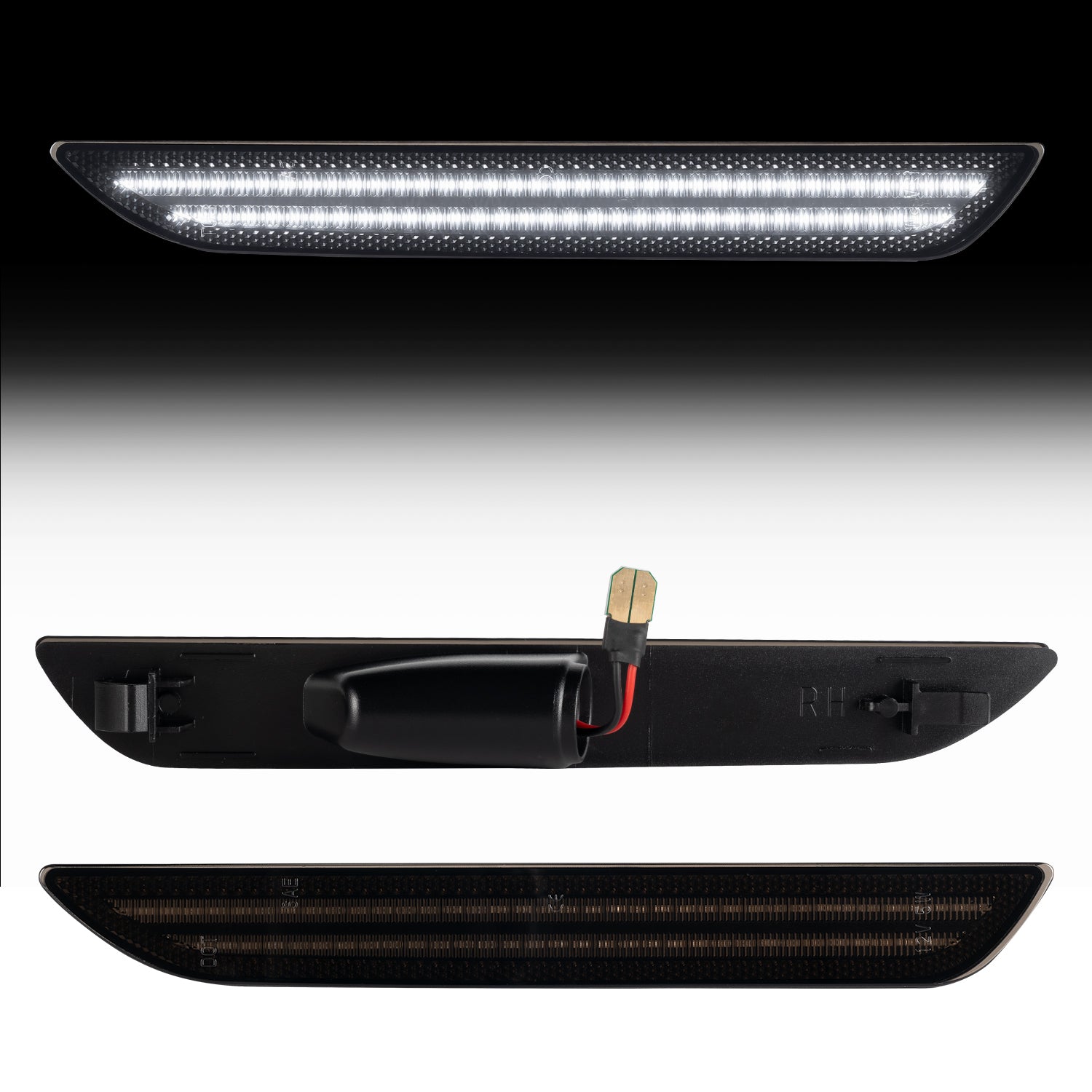 2015-2023 Mustang S550 Smoke Lens White Dynamic Animation LED Side Markers
