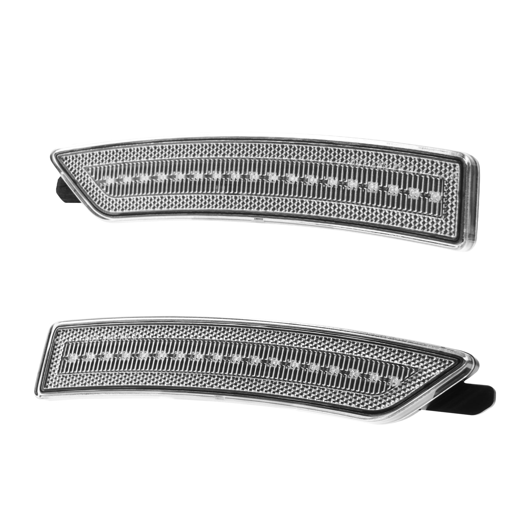 Two triangular reflective markers on a white background