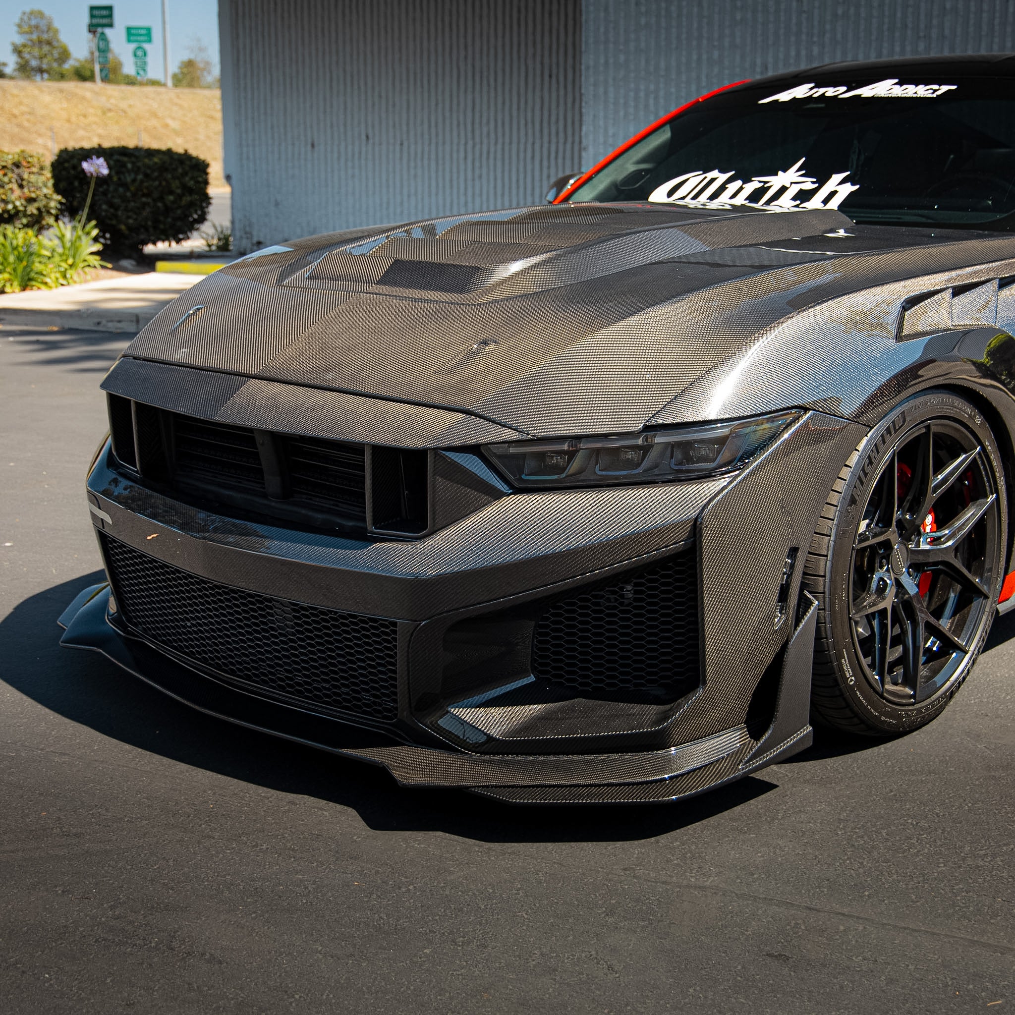 S650 Mustang Heritage SC dry carbon fiber CNC mold front bumper kit with grille splitter and canards
