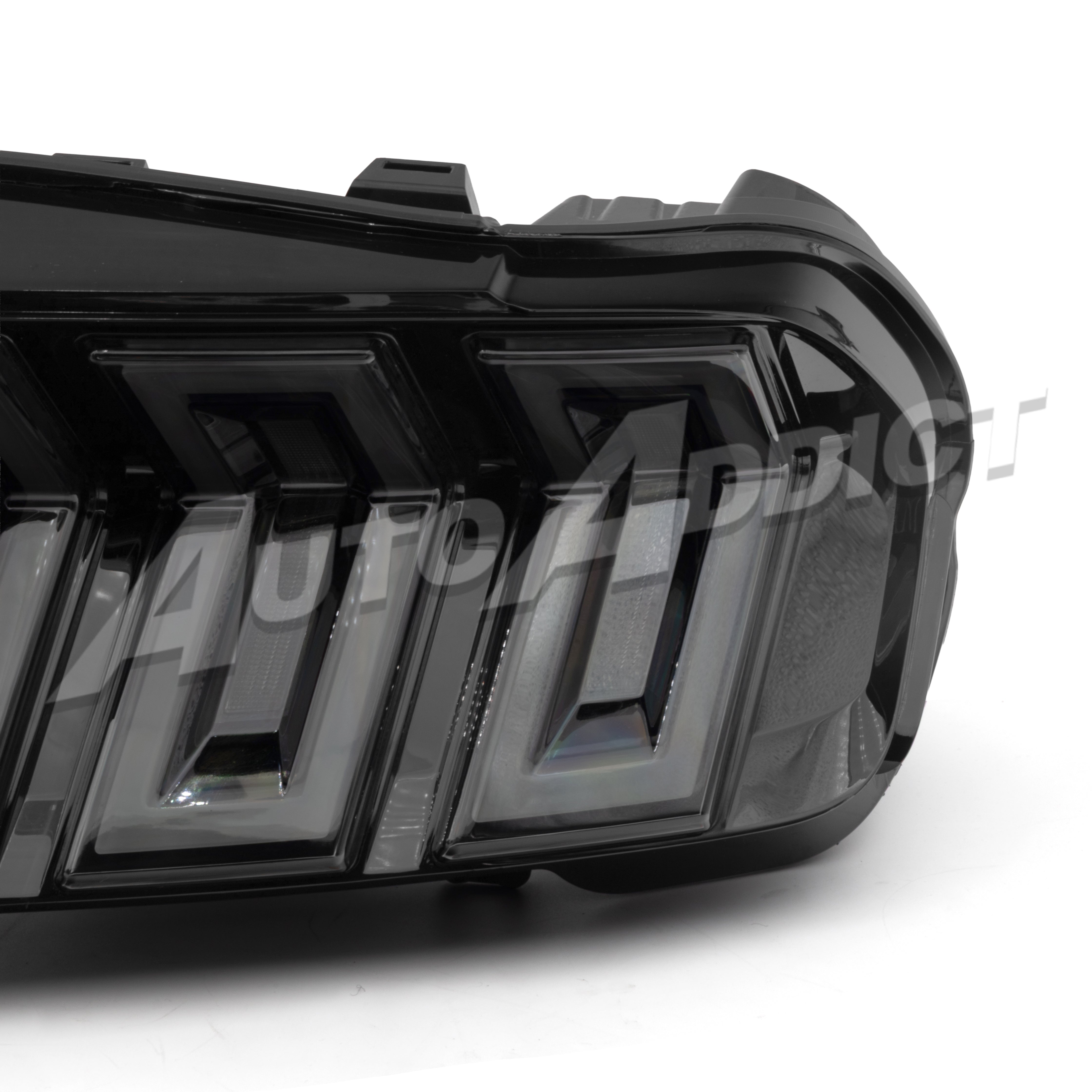 Shelby GT350 rear view featuring Auto Addict USA Heritage-X™ taillights with amber turn signal animation