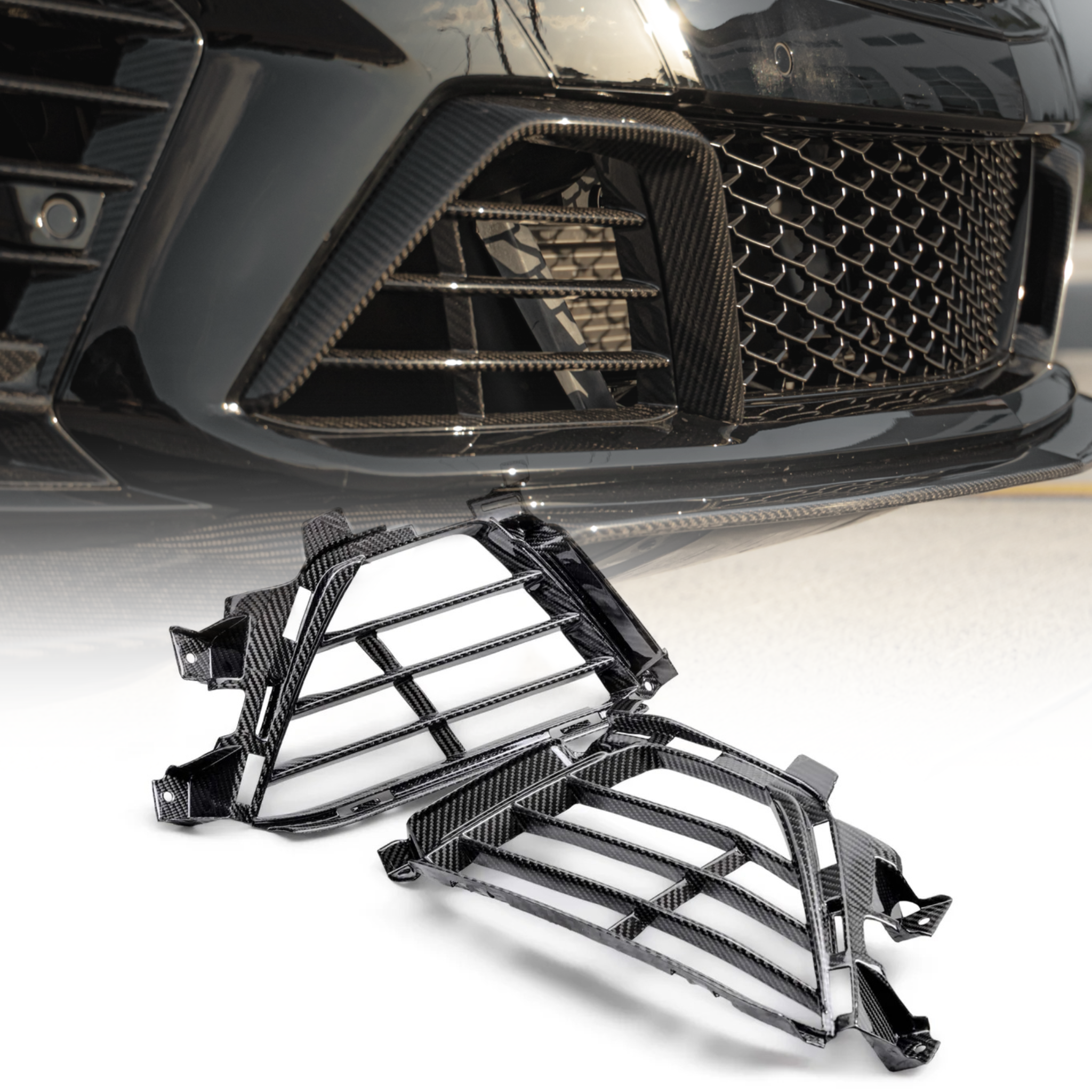 2022-2024 Cadillac CT5-V Blackwing Gloss Carbon Fiber Lower Grille (Pair)