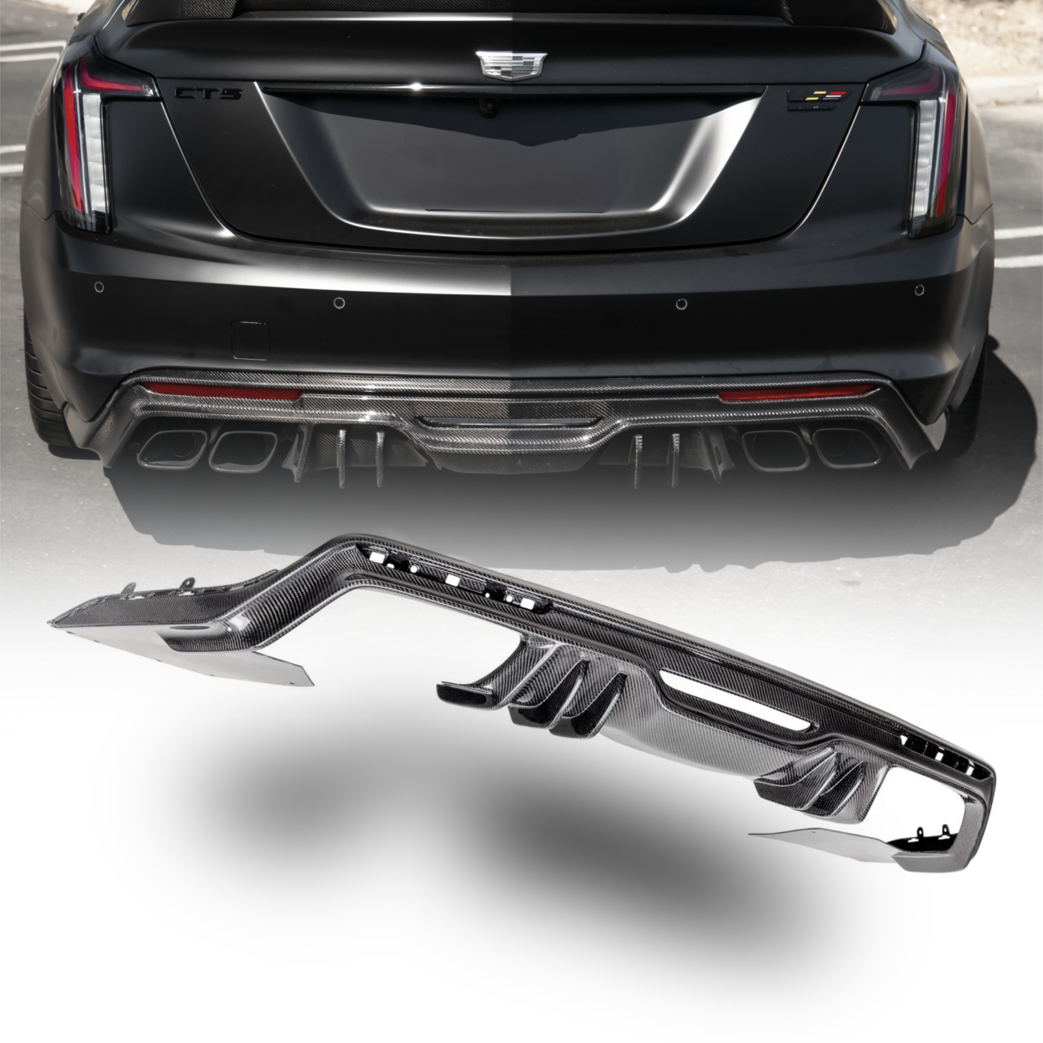 Pedido anticipado del difusor trasero de fibra de carbono brillante Cadillac CT5-V 2022-2024 