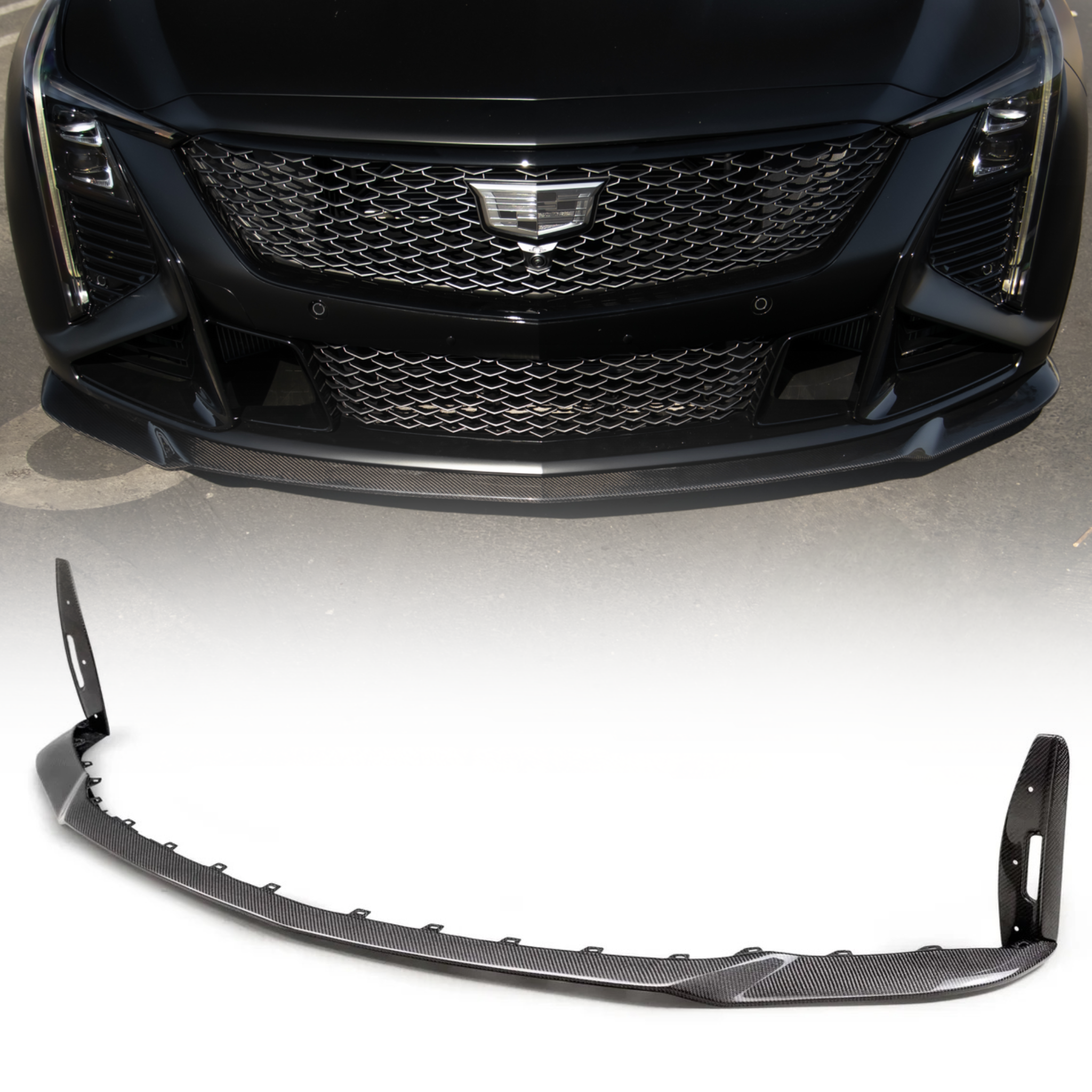 Pedido anticipado del divisor frontal de fibra de carbono brillante Cadillac CT5-V Blackwing 2022-2024 